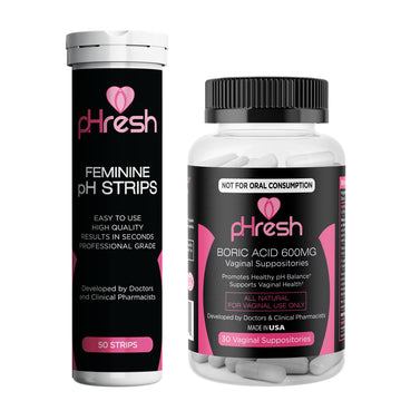 ACE NUTRITION pHresh Boric Acid Suppositories & Vaginal pH Test Strips Bundle ACE NUTRITION uk supplements