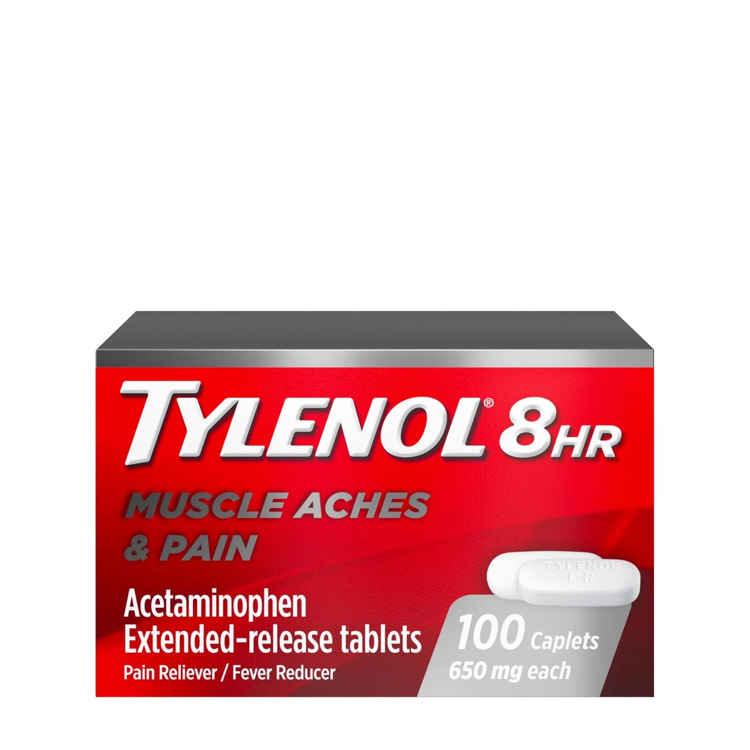 Tylenol 8 Hour Acetaminophen 650 mg Extended Release Caplets, Fast Acting Bi-Layer Design, Quick & Long Lasting Pain Relief for Muscle, Joint, Back & Arthritis Aches, Fever Reducer, 100 Count Tylenol uk supplements