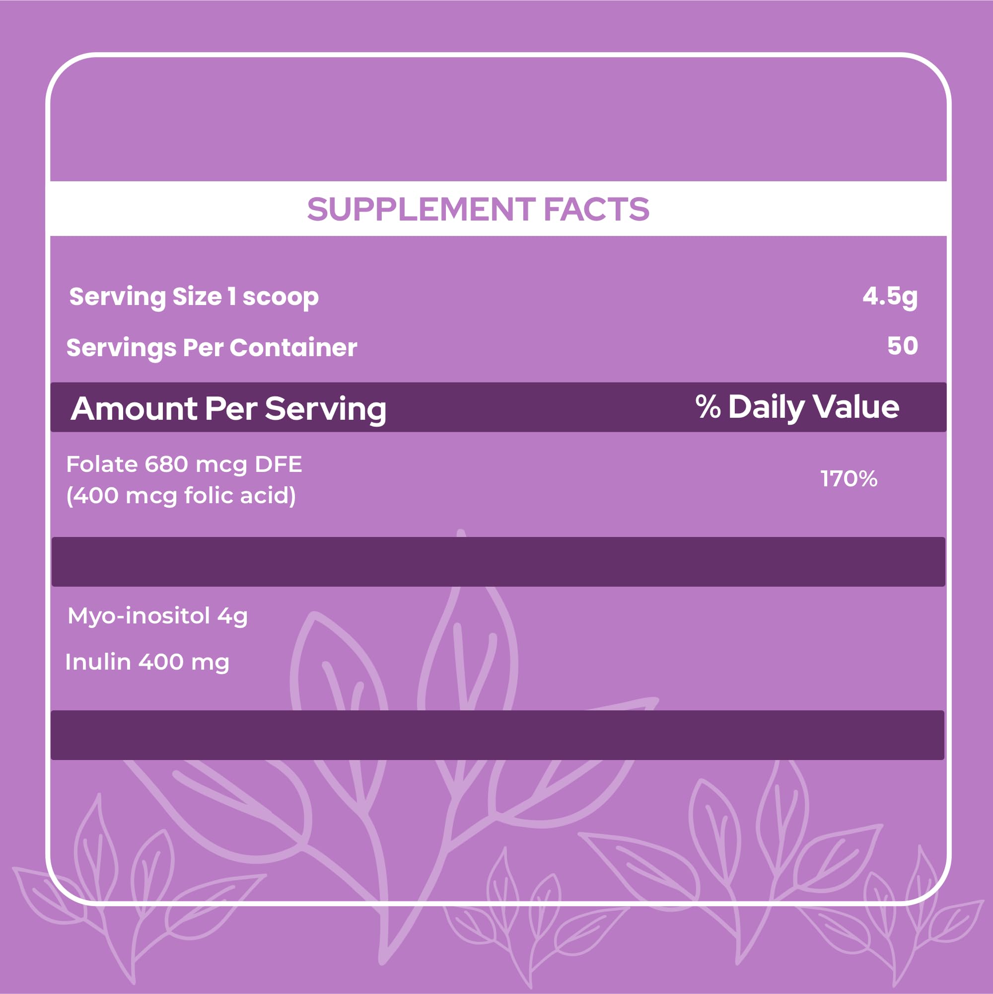 Holiherb 4g Myo Inositol + Folic Acid Holiherb uk supplements