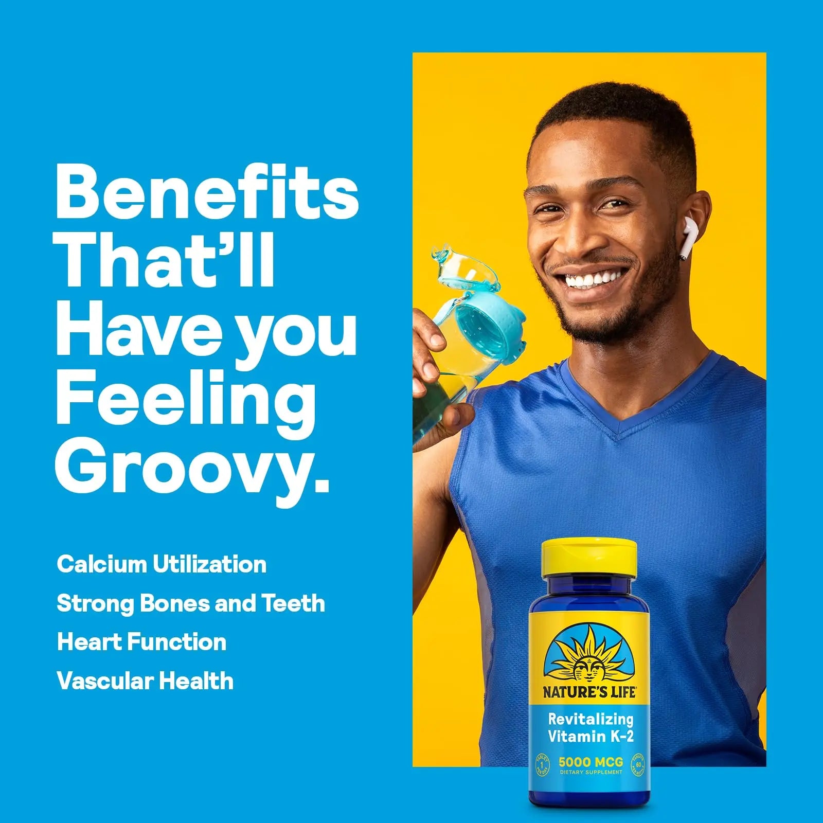 Nature's Life Revitalizing Vitamin K2 - Bone Health, Artery and Heart Health Support - High Potency Vitamin K Supplement as Vitamin K2 MK4 Nature's Life uk supplements
