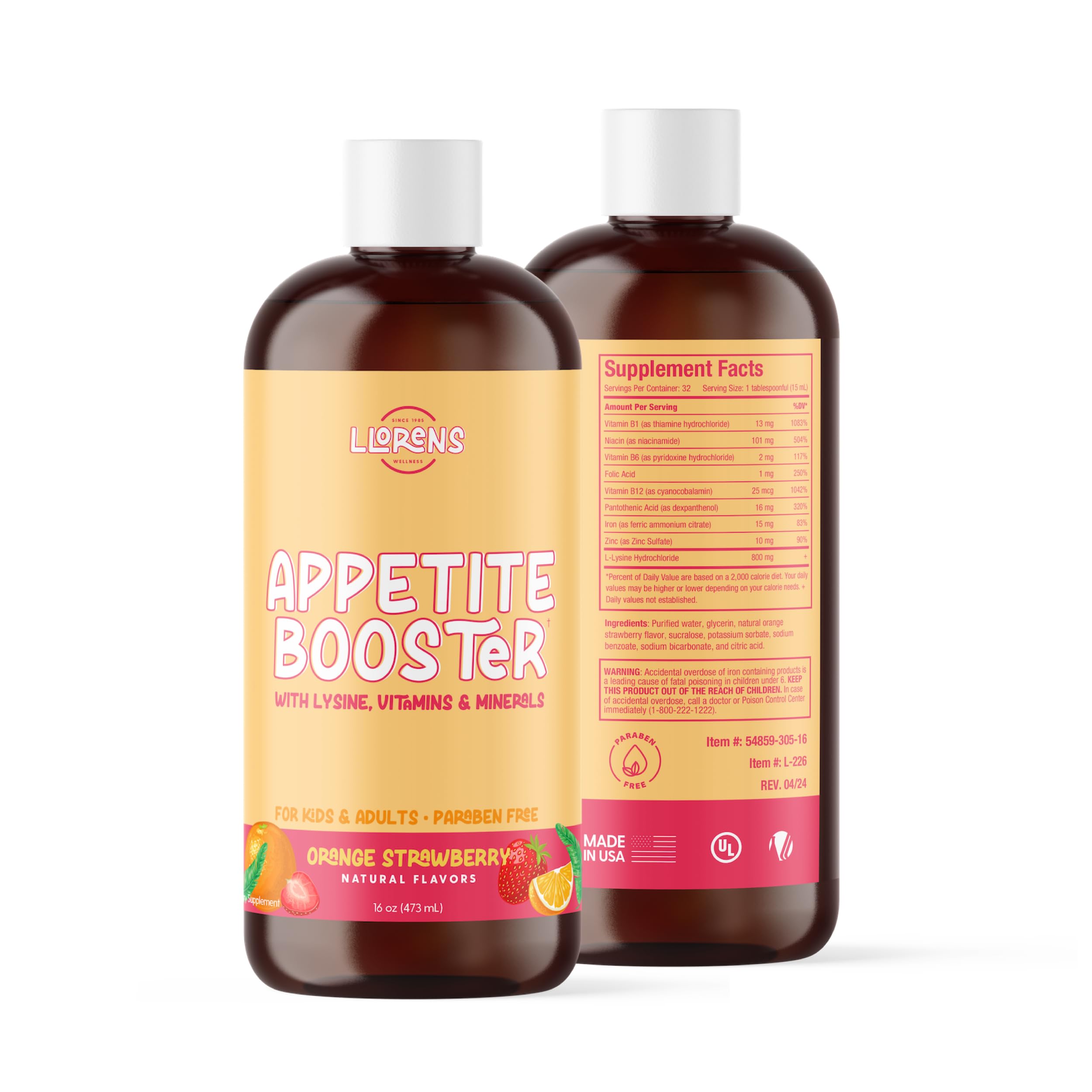 Appetite Booster Weight Gainer for Kids, 16 Fl Oz, Natural Orange Strawberry By Llorens Wellness LLORENS PHARMACEUTICAL uk supplements