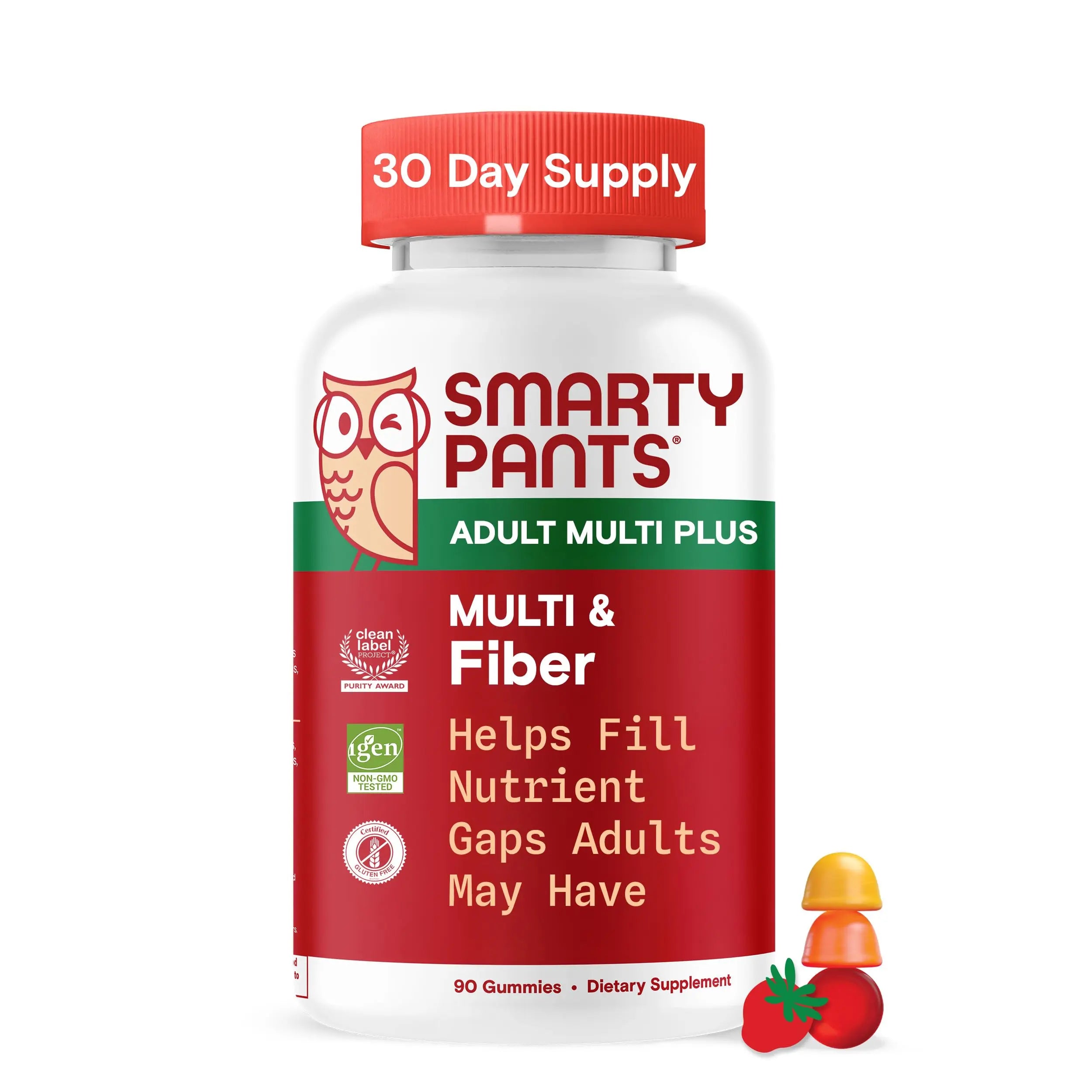 SmartyPants Fiber Supplement & Multivitamin for Men & Women - Improved Formula: Prebiotic Fiber Gummies with Omega 3 (DHA/EPA), Vitamin D3, C, Vitamin B12, B6, A, K & Zinc, 90 Count (30 Day Supply) SmartyPants uk supplements