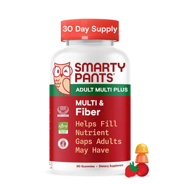 SmartyPants Fiber Supplement & Multivitamin for Men & Women - Improved Formula: Prebiotic Fiber Gummies with Omega 3 (DHA/EPA), Vitamin D3, C, Vitamin B12, B6, A, K & Zinc, 90 Count (30 Day Supply) SmartyPants uk supplements