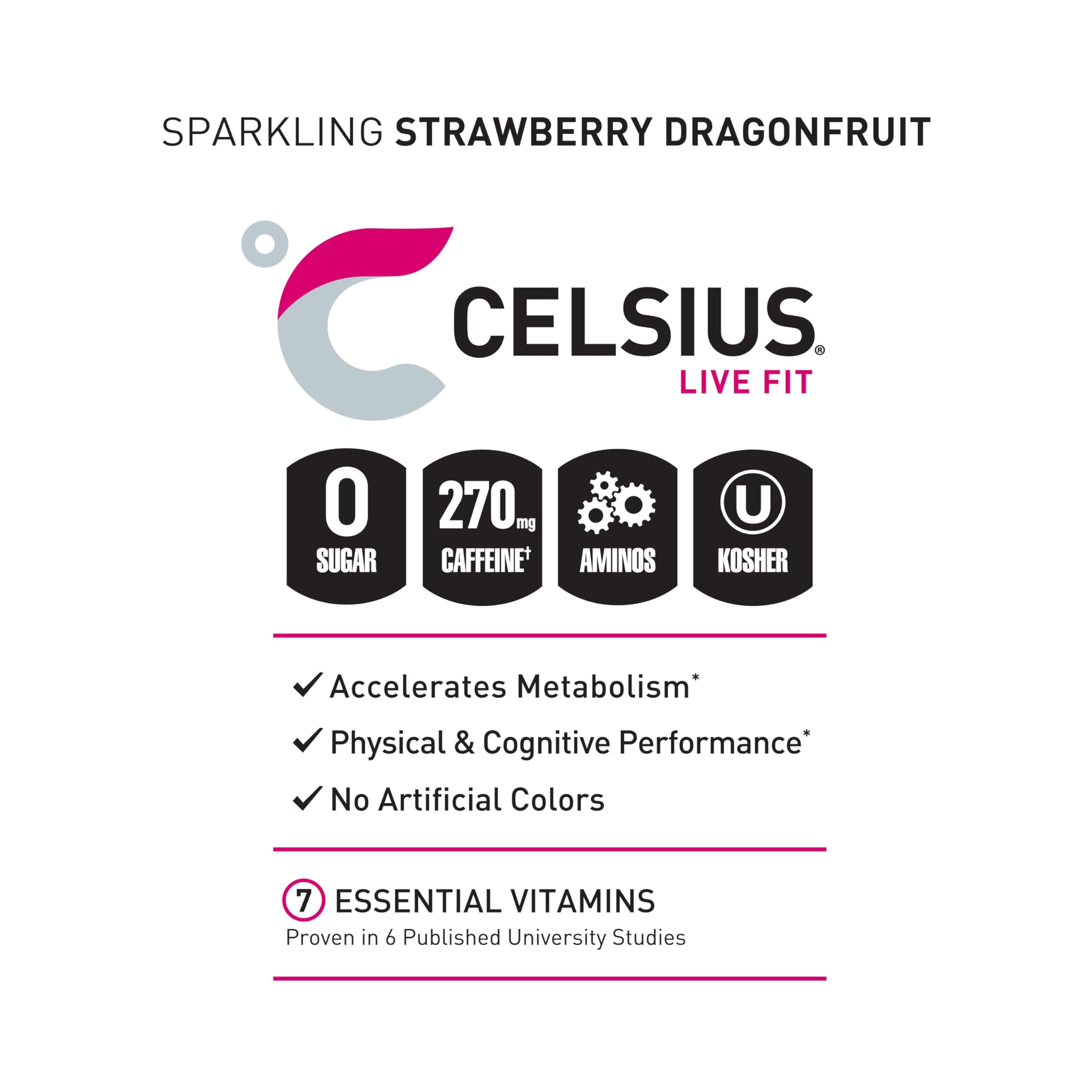 CELSIUS ESSENTIALS, Sparkling Dragonberry, Performance Energy Drink 16 Fl Oz CELSIUS uk supplements