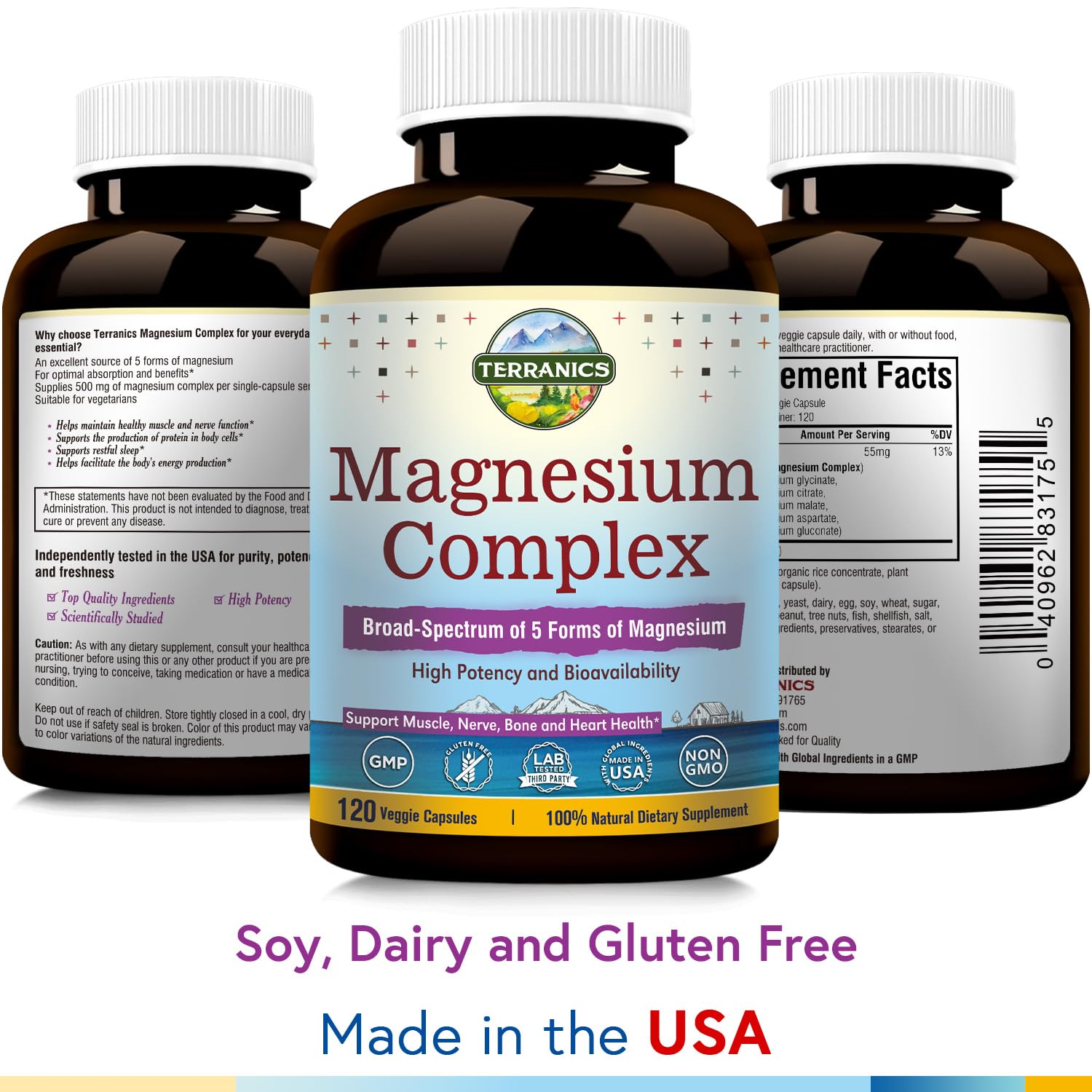 Terranics Magnesium Complex, Total 240 Capsules, Max Absorption, Glycinate, Citrate Terranics uk supplements