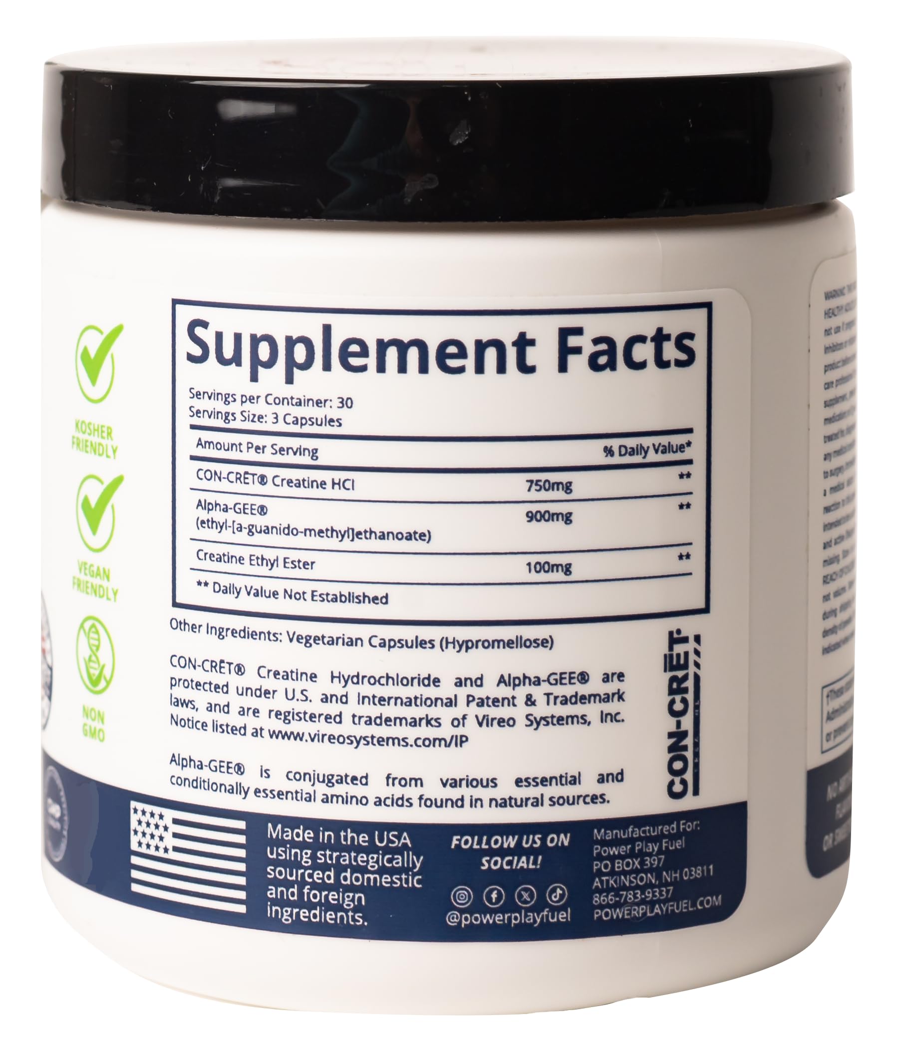 CREATINE HCl + Recovery Capsules for Men and Women, Muscle & Brain Health, Cognitive Function, Immune Support - 90 Vegetable Capsules POWER PLAY FUEL uk supplements