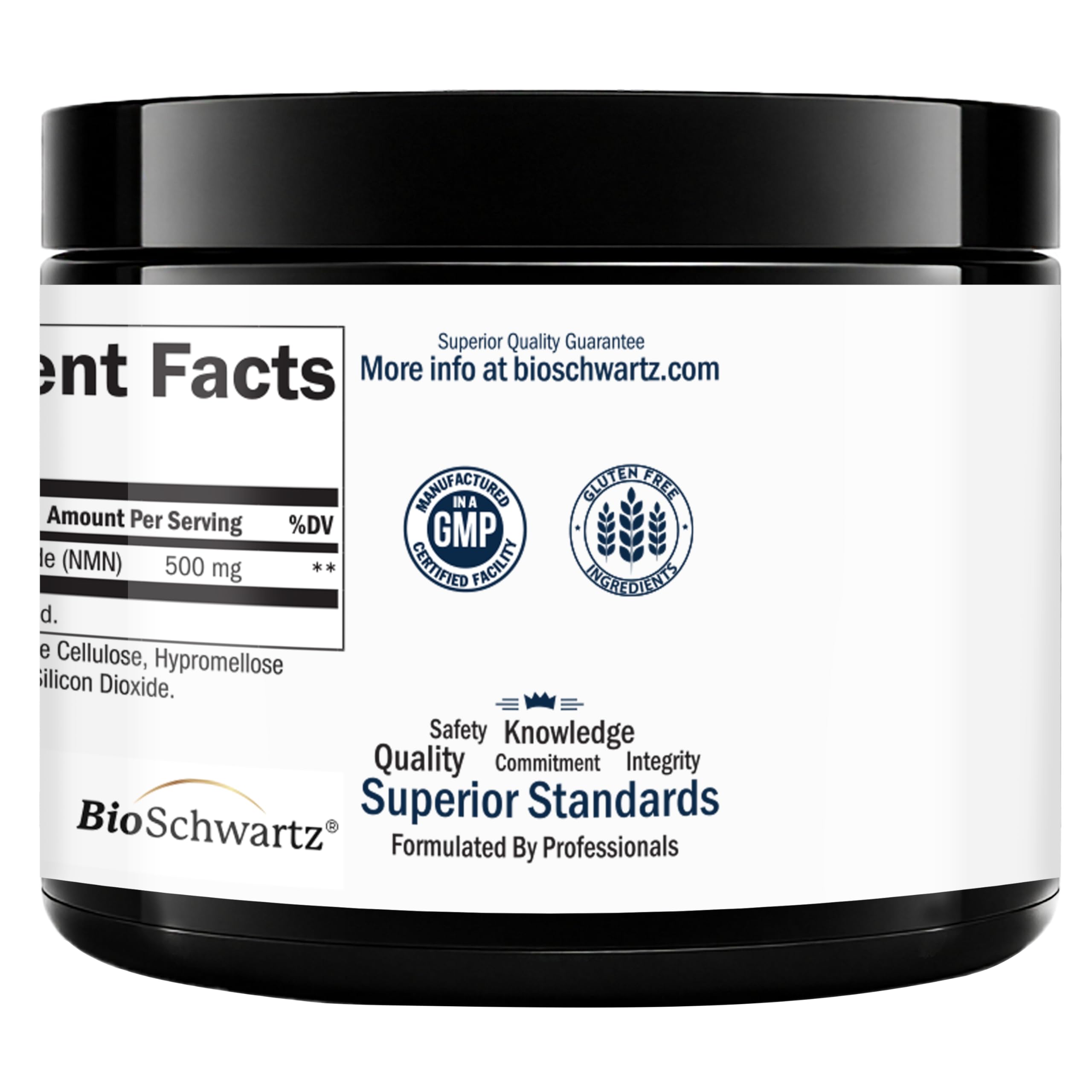 BioSchwartz NMN Supplement - 500mg Nicotinamide Mononucleotide - 30 Servings, 60 Capsules - Made in The USA with Premium Globally Sourced Ingredients, Third-Party Tested, Gluten-Free NMN Supplement BioSchwartz uk supplements