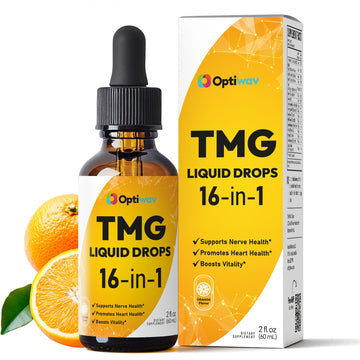 Optiwav TMG Trimethylglycine Liquid Drops - Betaine High Absorption Methylated Vitamins Supplement for Homocysteine Methylation & Heart Health Support - Orange Flavor Gluten Free Vegan - 2 fl oz Optiwav uk supplements