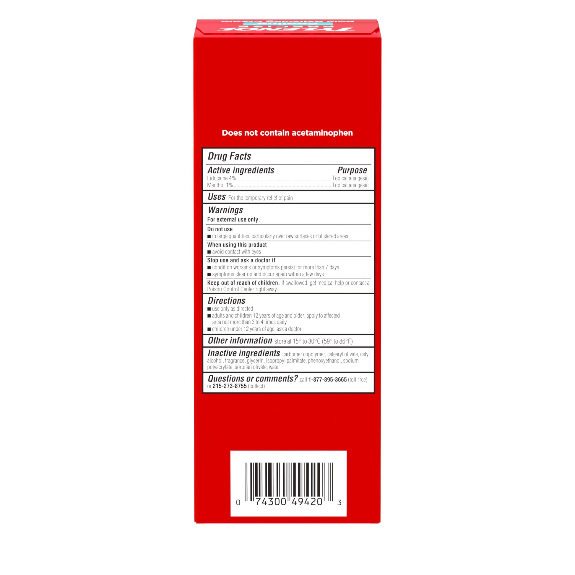 Tylenol Precise Cooling Cream, Strong Pain Relief with Fast-Acting Sensation, 4% Lidocaine, 1% Menthol, Maximum OTC Strength Relief for Back, Muscle & Joint, Numbing Cream Rollerball Applicator, 4 oz Tylenol uk supplements