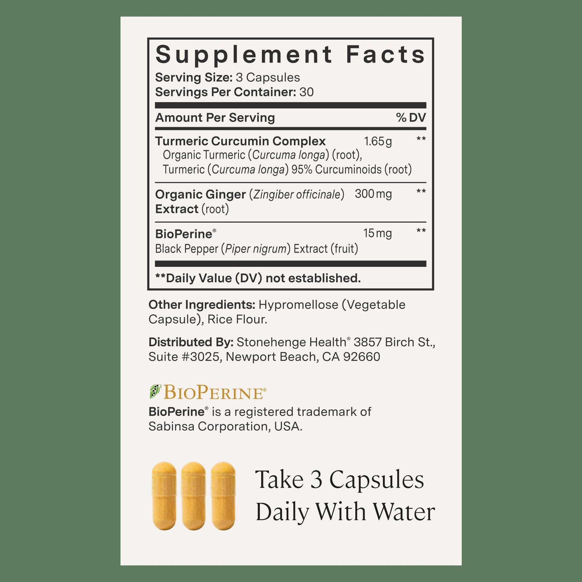 Stonehenge Health Dynamic Turmeric Curcumin with Ginger - High Potency - 1,650 mg Turmeric with 95% Curcuminoids & BioPerine, 90 Vegetarian Capsules Stonehenge Health uk supplements