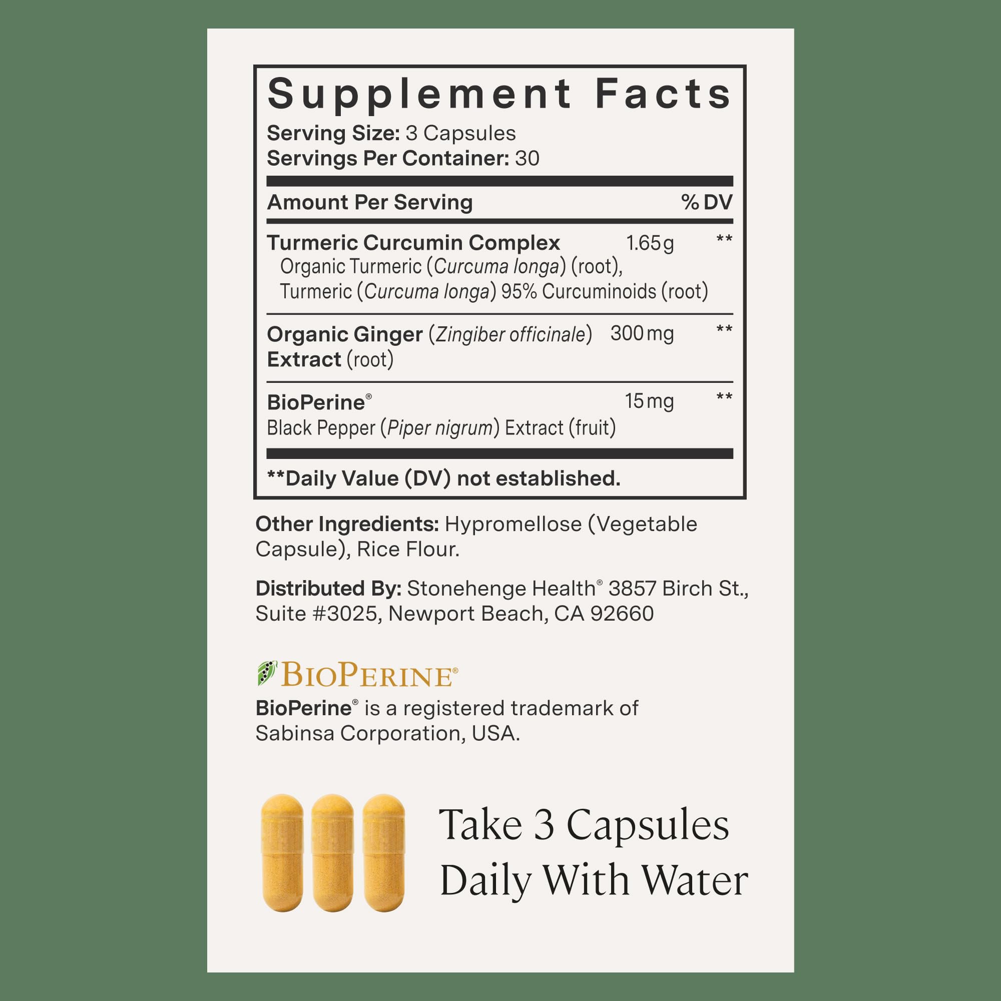 Stonehenge Health Dynamic Turmeric Curcumin with Ginger - High Potency - 1,650 mg Turmeric with 95% Curcuminoids & BioPerine, 90 Vegetarian Capsules Stonehenge Health uk supplements