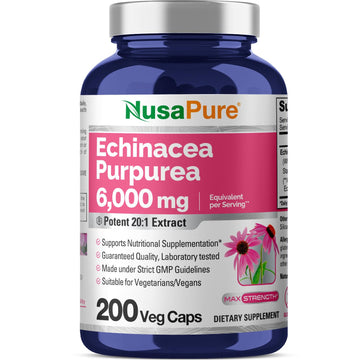 NusaPure Echinacea 20:1 Extract, 300 mg Equivalent to 6,000mg 200 Veggie Caps, Vegan, Non-GMO, Gluten Free Supplement NusaPure uk supplements