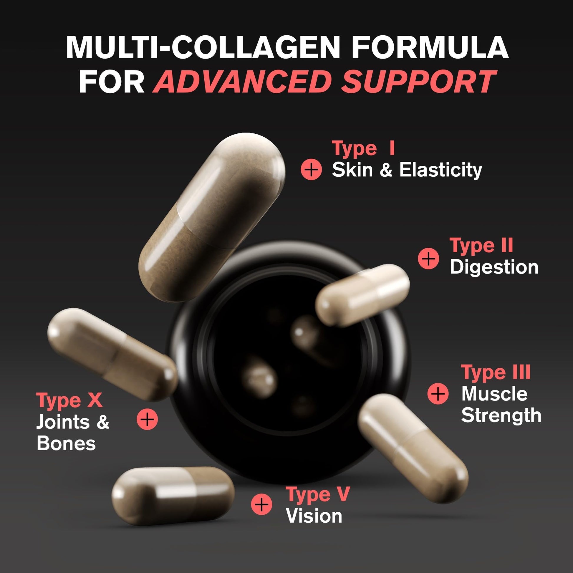 VitaRaw Collagen Pills 1800 mg - Multi Collagen Supplements (Types I, II, III, V & X) Grass Fed Non GMO Collagen Peptides Pills for Hair, Skin and Joints - Hydrolyzed Collagen Protein Powder VitaRaw uk supplements
