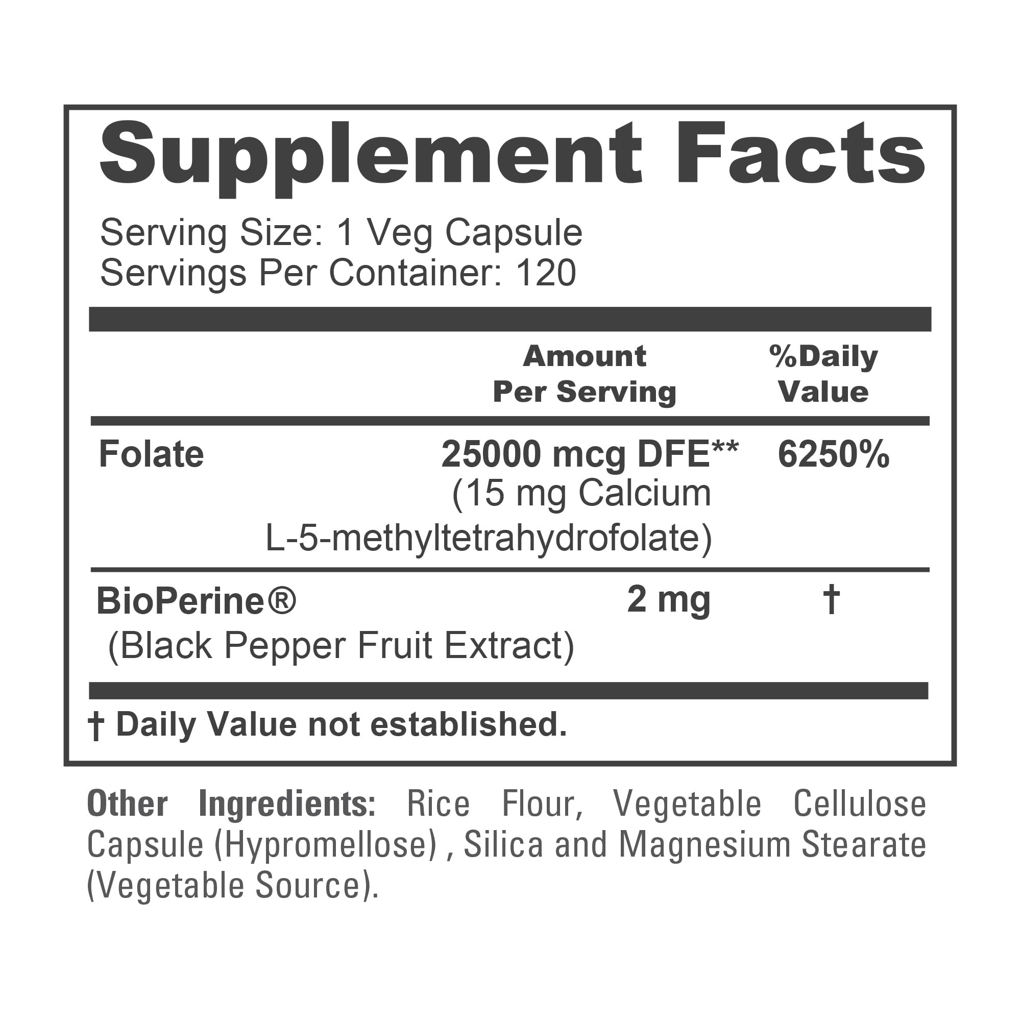 NusaPure L Methylfolate 15mg, 120 Veggie Capsules, Bioperine & Vegan NusaPure uk supplements