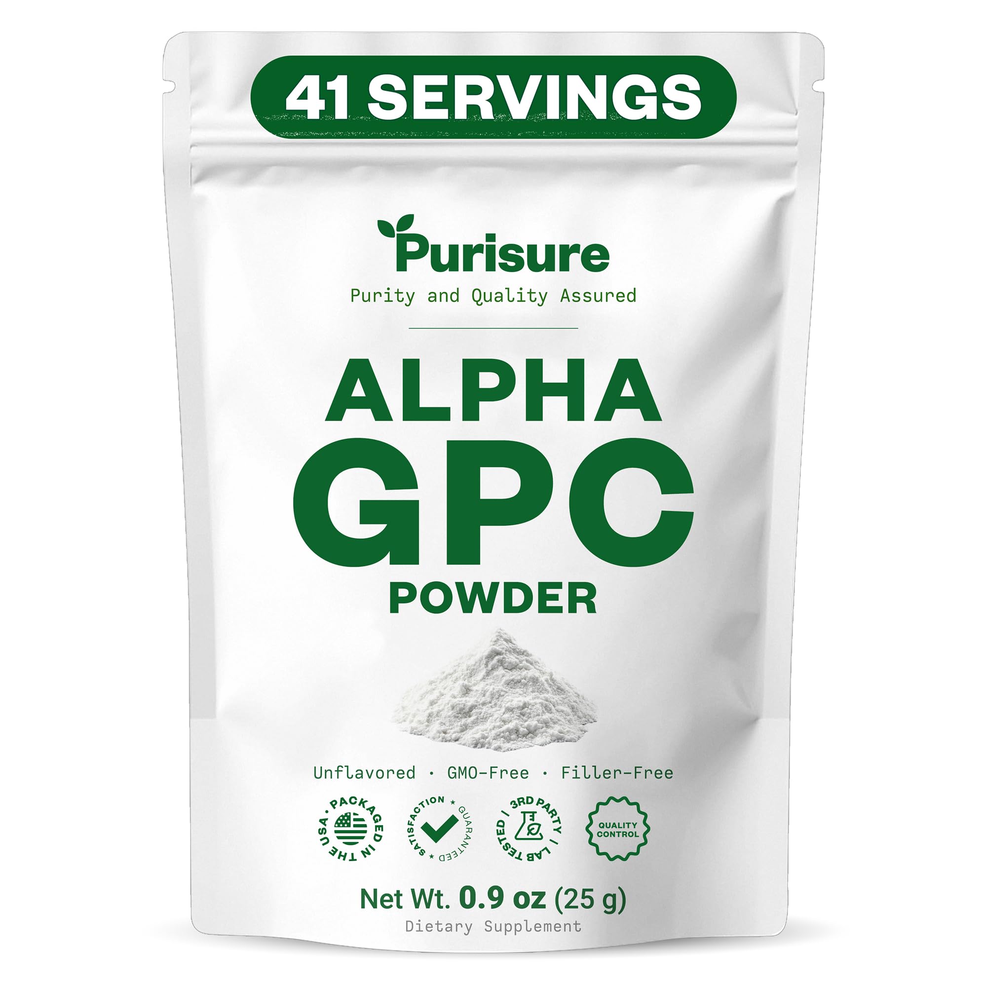 Purisure Alpha GPC Powder, 25 g, Pure Alpha GPC Choline Supplement for Brain and Focus, CDP Choline Supplements for Memory Performance & Concentration, No Fillers, Non-GMO, Offers 41 Servings Purisure uk supplements