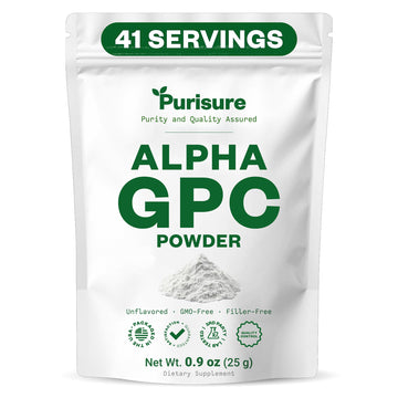 Purisure Alpha GPC Powder, 25 g, Pure Alpha GPC Choline Supplement for Brain and Focus, CDP Choline Supplements for Memory Performance & Concentration, No Fillers, Non-GMO, Offers 41 Servings Purisure uk supplements