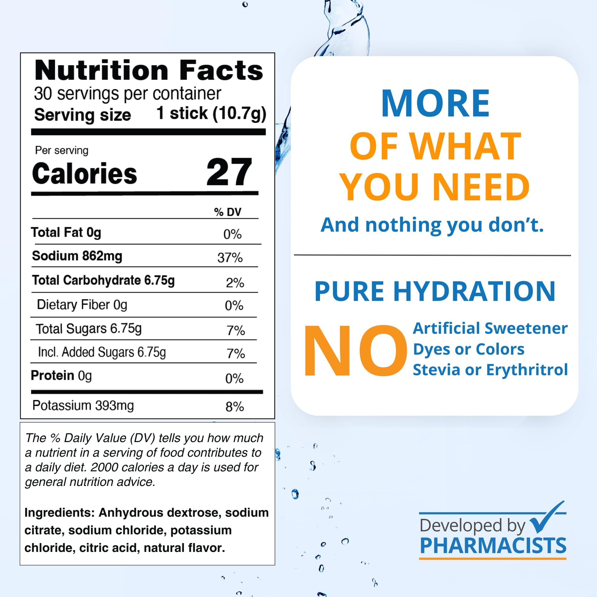NormaLyte Pure Unflavored | Electrolyte Powder Packets | Sodium & Potassium Hydration Drink Mix | 30 Count | No Dyes, No Stevia NormaLyte uk supplements