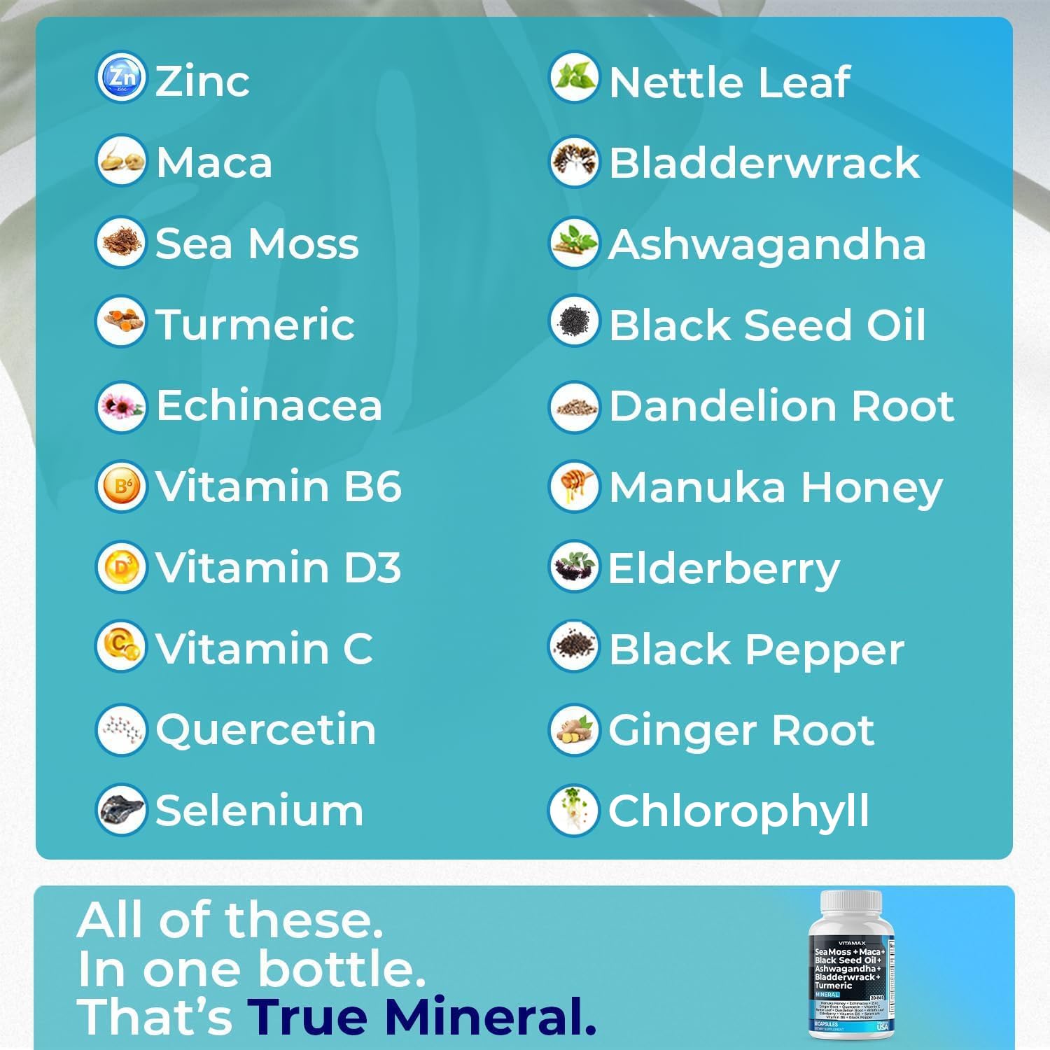 Sea Moss, Maca, Black Seed Oil, Ashwagandha, Bladderwrack, Turmeric Vitamax uk supplements