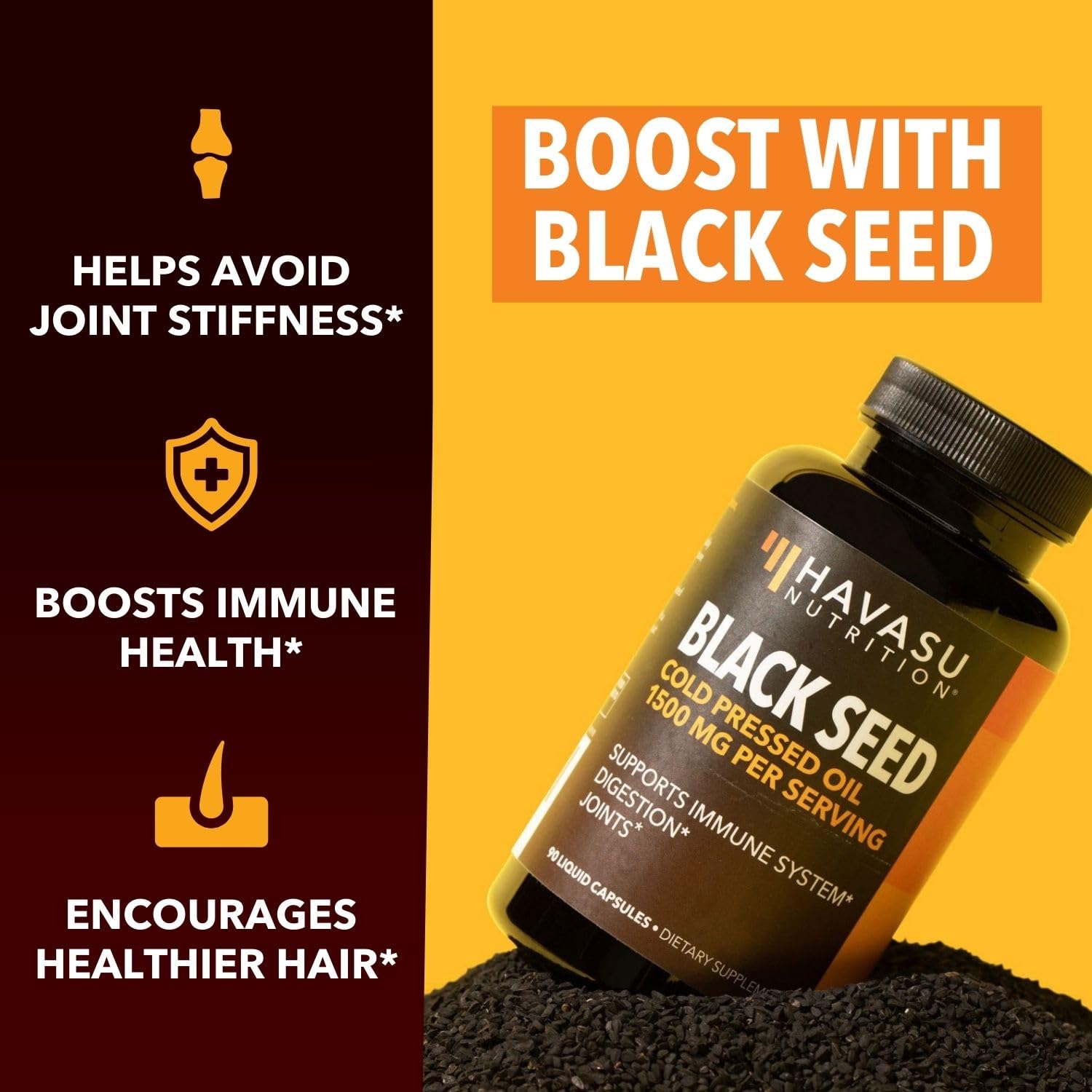 Black Seed Oil Nigella Sativa Cold-Pressed Capsules | 1500mg Black Cumin Seed Oil HAVASU NUTRITION uk supplements