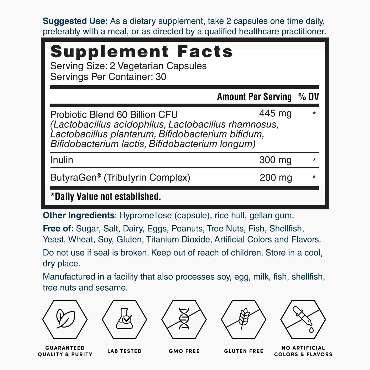 Nature's Lab Gold ProTotal - 60 Billion CFU Probiotic, Prebiotic, Postbiotic, Synbiotic - with Butyragen (Direct Butyrate Generator) 60 Ct Nature's Lab uk supplements