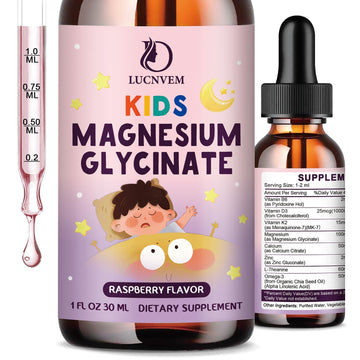 Kids Magnesium Glycinate Sleep Liquid Drops – Sleep & Calm Support with L-Theanine – Melatonin-Free, Sugar-Free Vegan Raspberry Supplement – 2 Bottles, 30ml Each LUCNVEM uk supplements