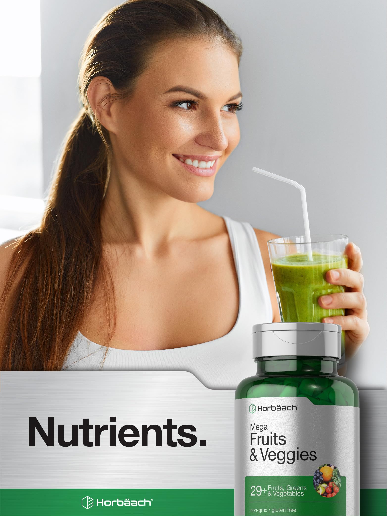 Horbäach Mega Fruits and Veggies Supplement | 100 Capsules | Vegetarian, Non-GMO and Gluten Free Horbäach uk supplements