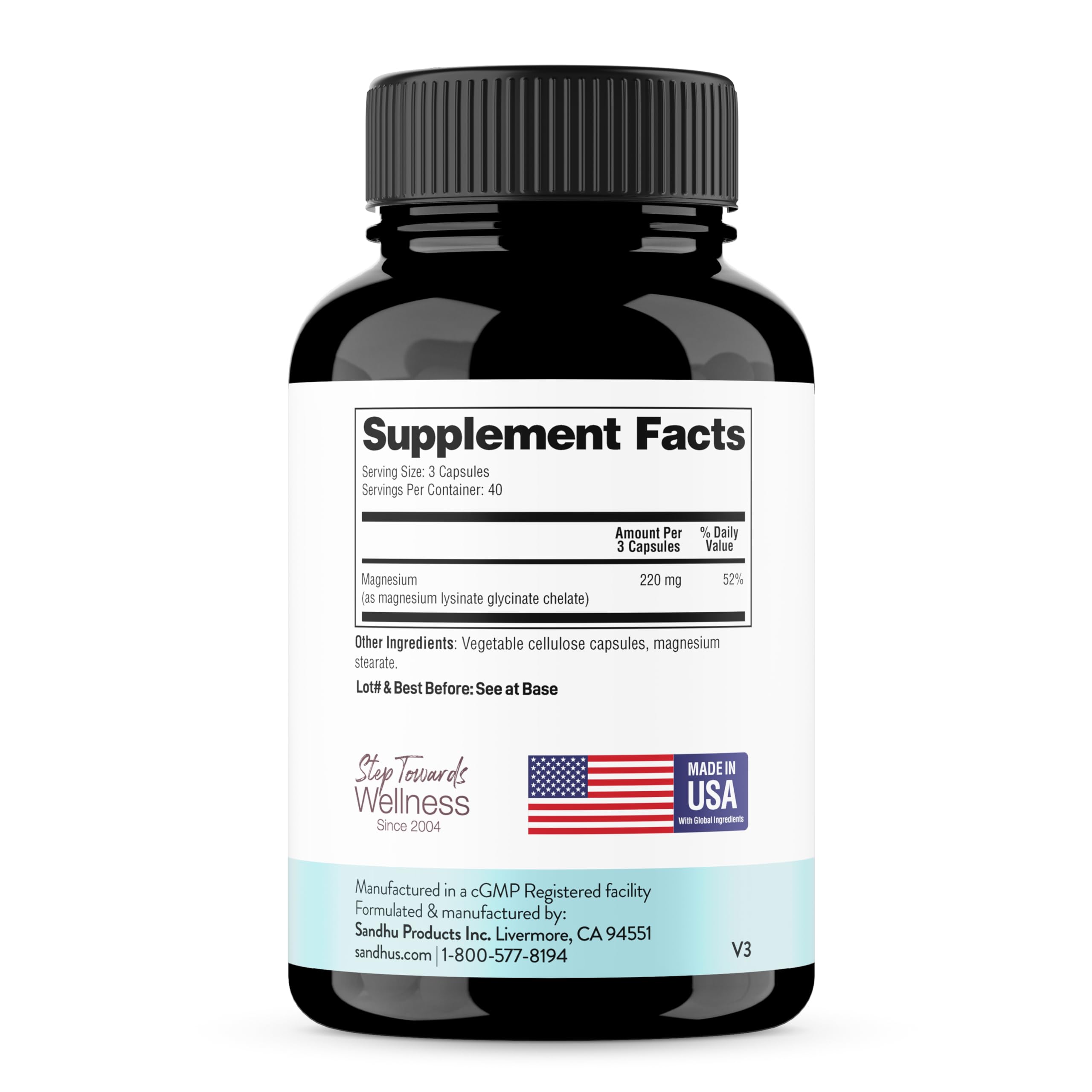 Sandhu's Magnesium Glycinate Lysinate | 120 Easy to Swallow Chelated Vegan Capsules | Magnesium Lysine Chelate Supplement for High Absorption | for Best Sleep, Leg Cramps, Relaxation Sandhu's uk supplements