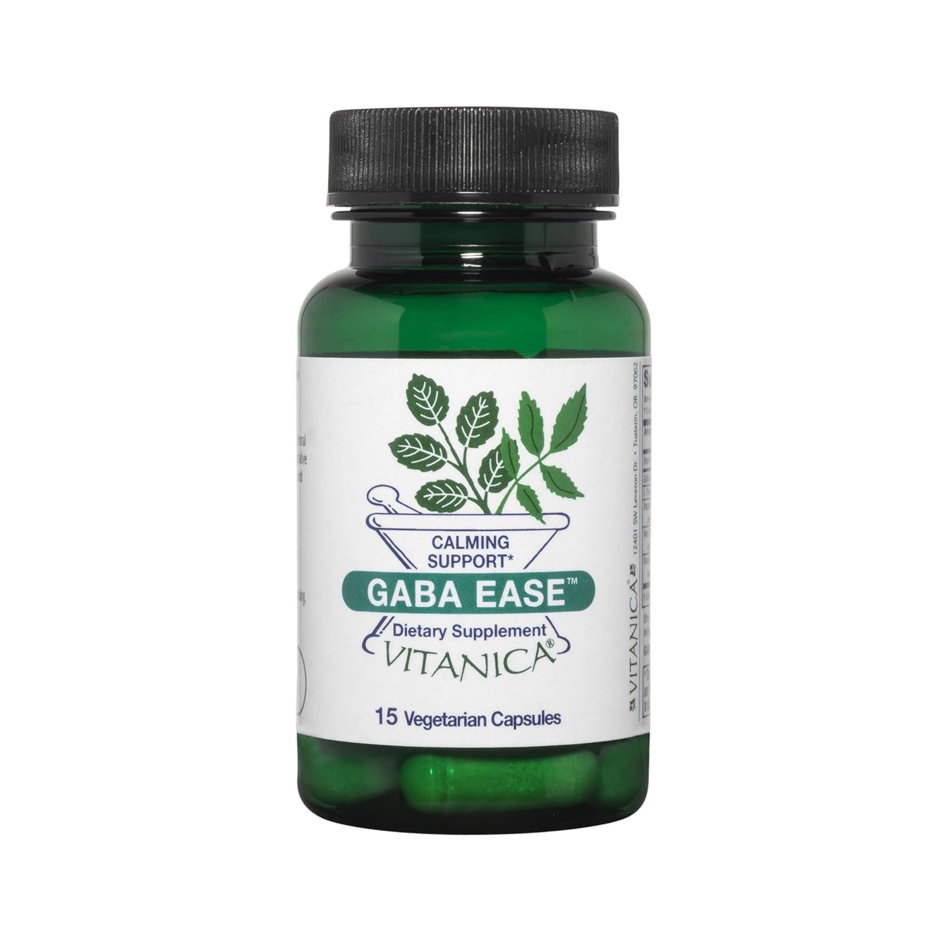 Vitanica GABA Ease - Relaxation Support Supplement with L-Theanine, GABA, & Vitamin B6 - Nervous System Support with Skullcap- Calm Support with Hops & Passion Flower - Vegan, Travel Size -15 Capsules Vitanica uk supplements