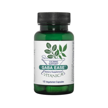 Vitanica GABA Ease - Relaxation Support Supplement with L-Theanine, GABA, & Vitamin B6 - Nervous System Support with Skullcap- Calm Support with Hops & Passion Flower - Vegan, Travel Size -15 Capsules Vitanica uk supplements
