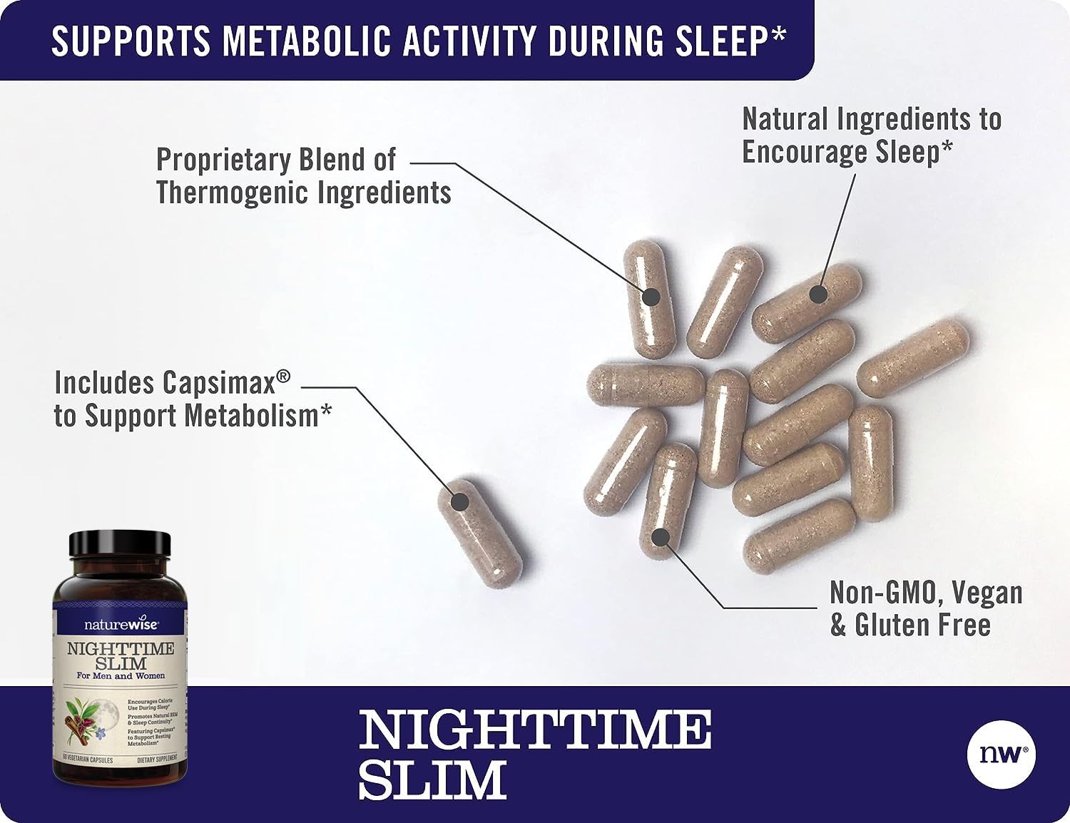 NatureWise Nighttime Slim with Capsimax - Natural Thermogenic Green Coffee Bean & Forskolin NatureWise uk supplements