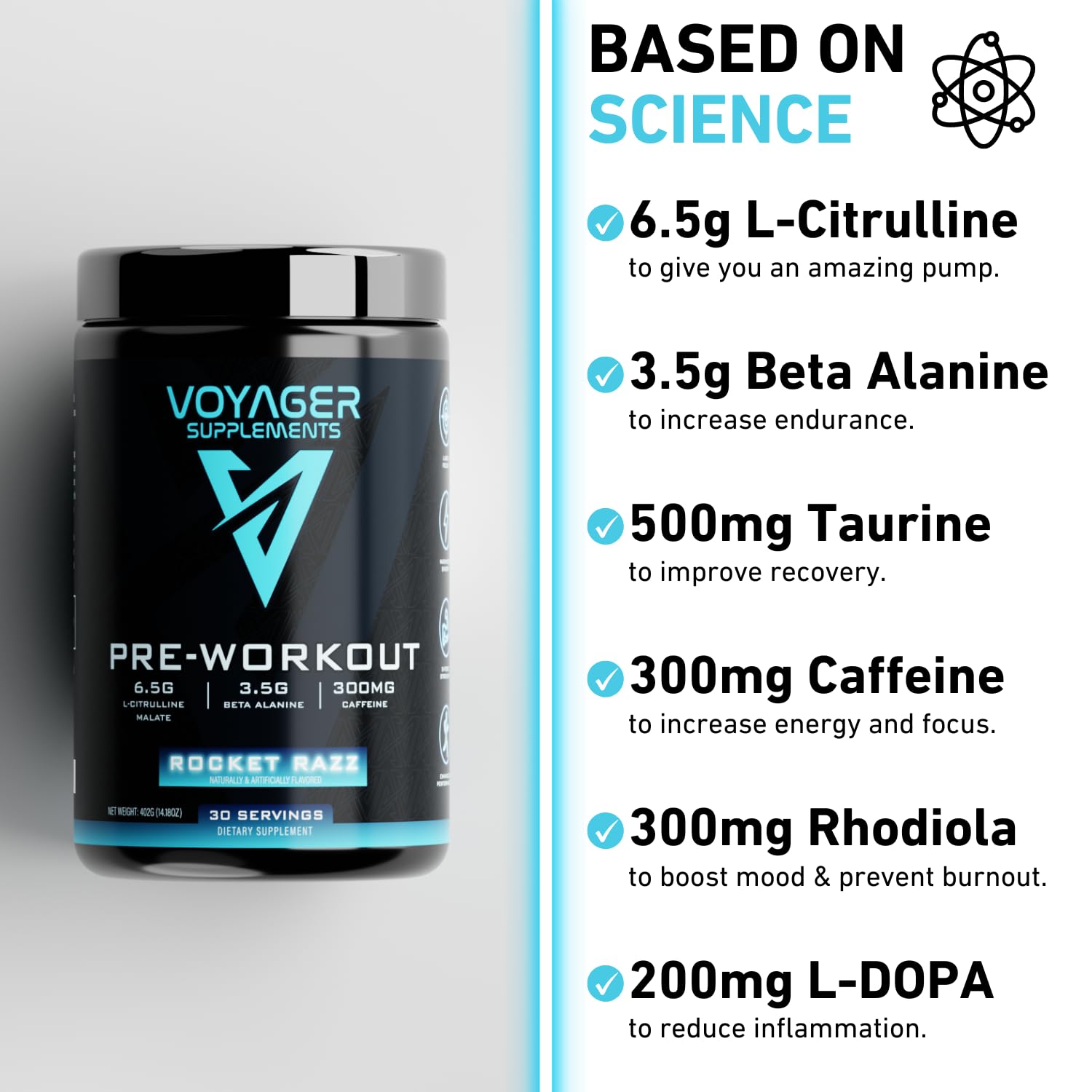 Voyager Supplements Pre-Workout Powder | Rocket Razz | Intense Pump | Maximized Voyager Supplements uk supplements