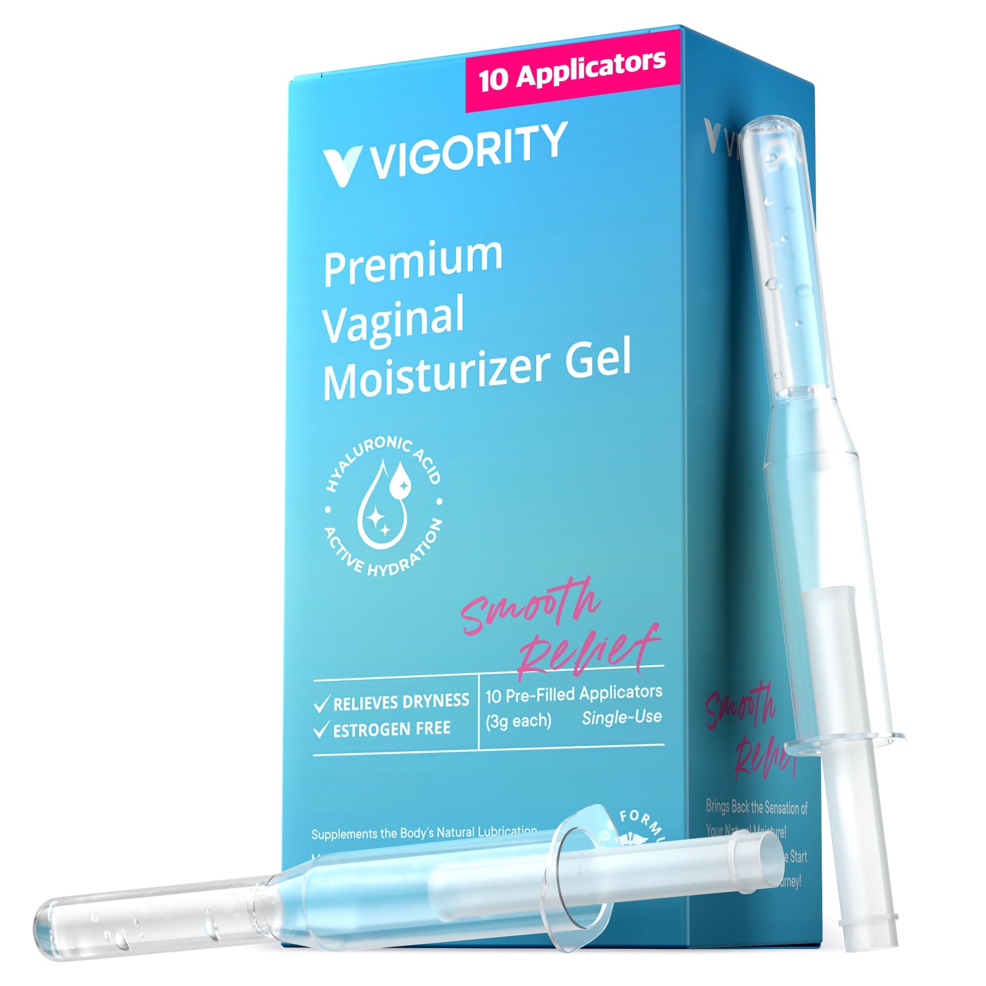 Vigority Vaginal Moisturizer Gel: Long Lasting Relief for Vaginal Dryness, Irritation & Intimate Discomfort with Hyaluronic Acid & Vitamin E – Hormone-Free Feminine Care – 10 Pre-Filled Applicators Vigority uk supplements