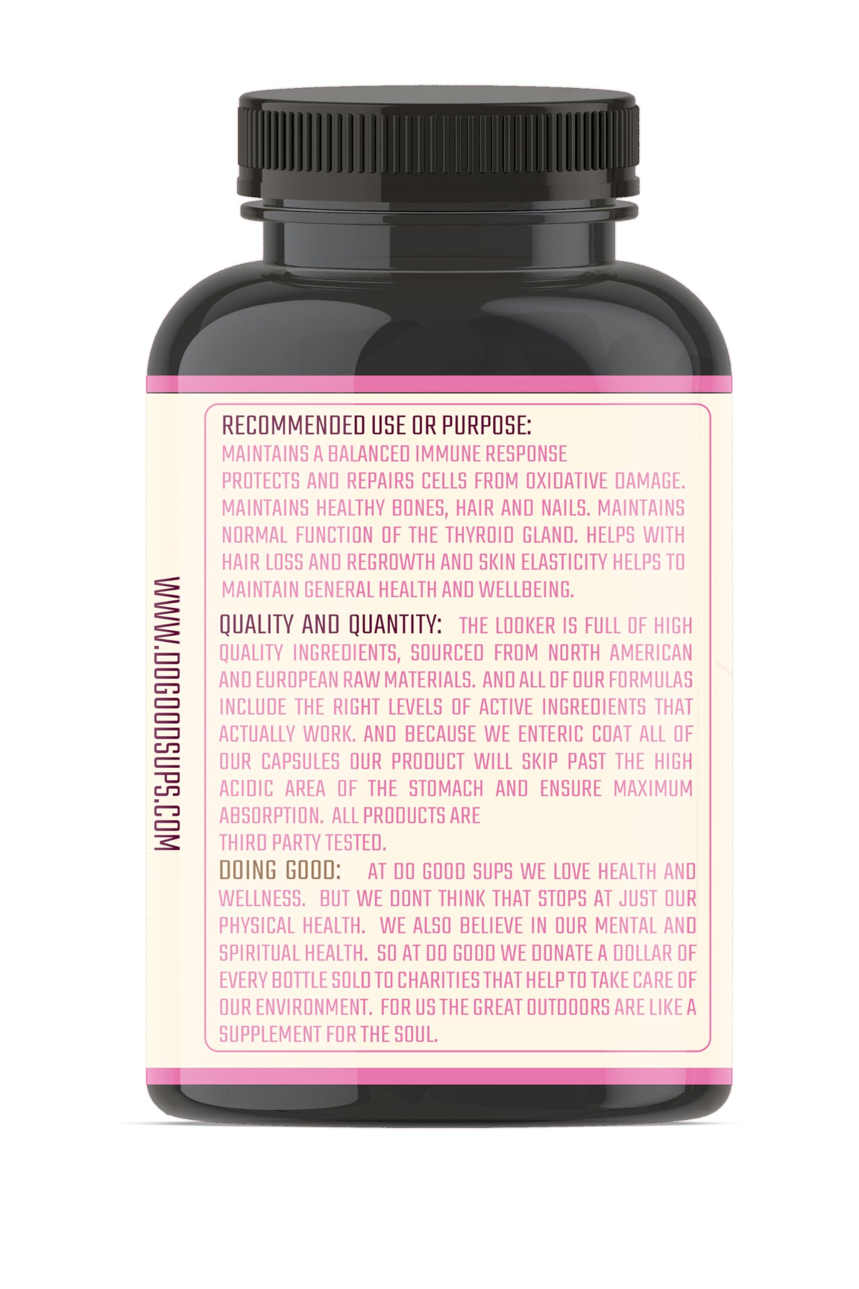 Do Good Sups The Looker 60 Caps- Skin Hair and Nails Vitamins - Natural Collagen Production - Reduces Hair Thinning - Skin Elasticity - Skin Moisture - Plant Sterols Bromelain Zinc Vitamin E Selenium Do Good Sups uk supplements