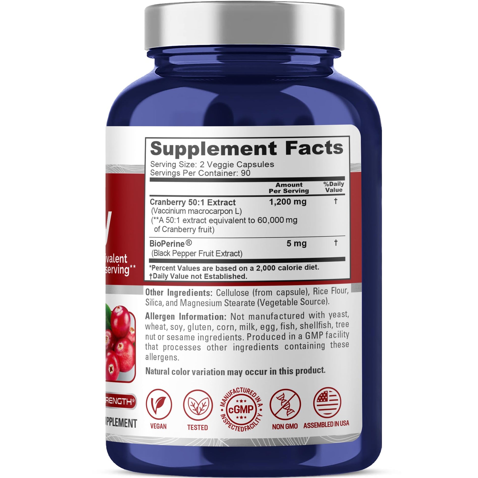 NusaPure Cranberry 60,000 mg 180 Veg Caps (Bioperine, Non-GMO, Vegan) NusaPure uk supplements