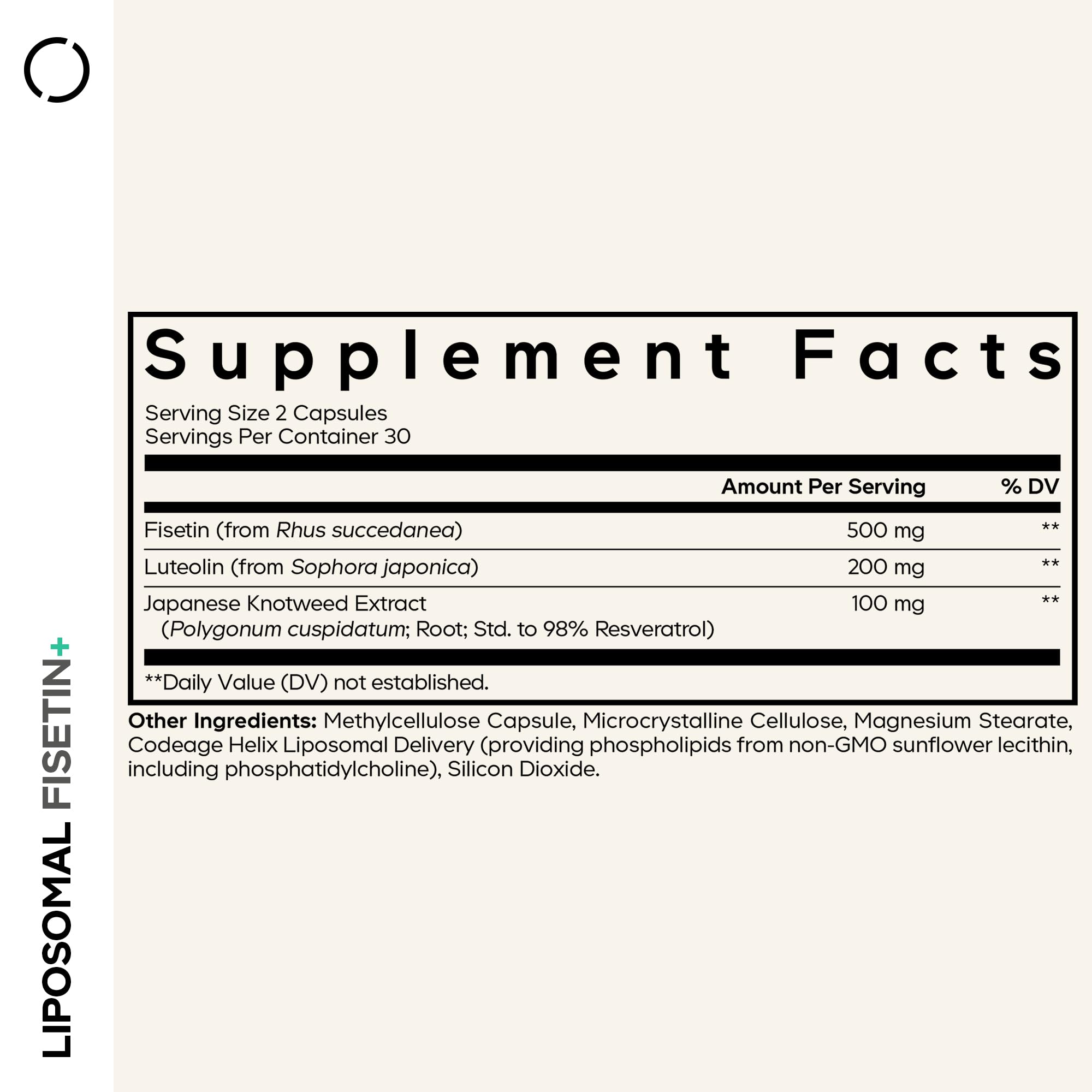 Codeage Liposomal Fisetin Supplement - Fisetin 500 mg - Resveratrol from Japanese Knotweed Extract Polyphenol, Luteolin Sophora Japonica Flavonoid, Liposomal Delivery - Vegan, Non-GMO - 60 Capsules Codeage uk supplements