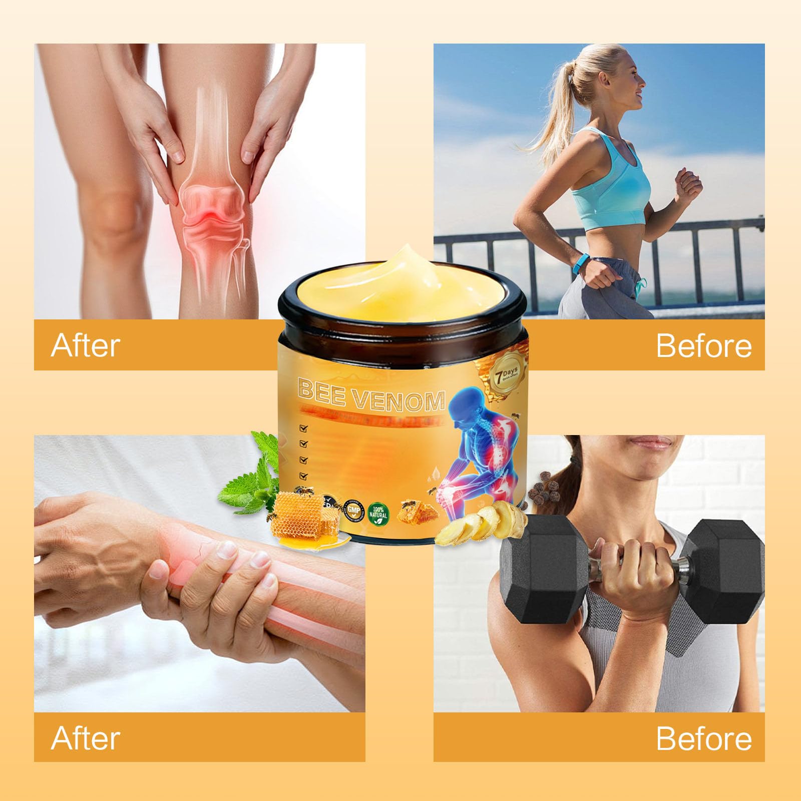 2 Pcs Bee Venom Joint Treatment Cream, Throughout Release Joint Activities Muscle and Massage Relief Gel. Yaper uk supplements