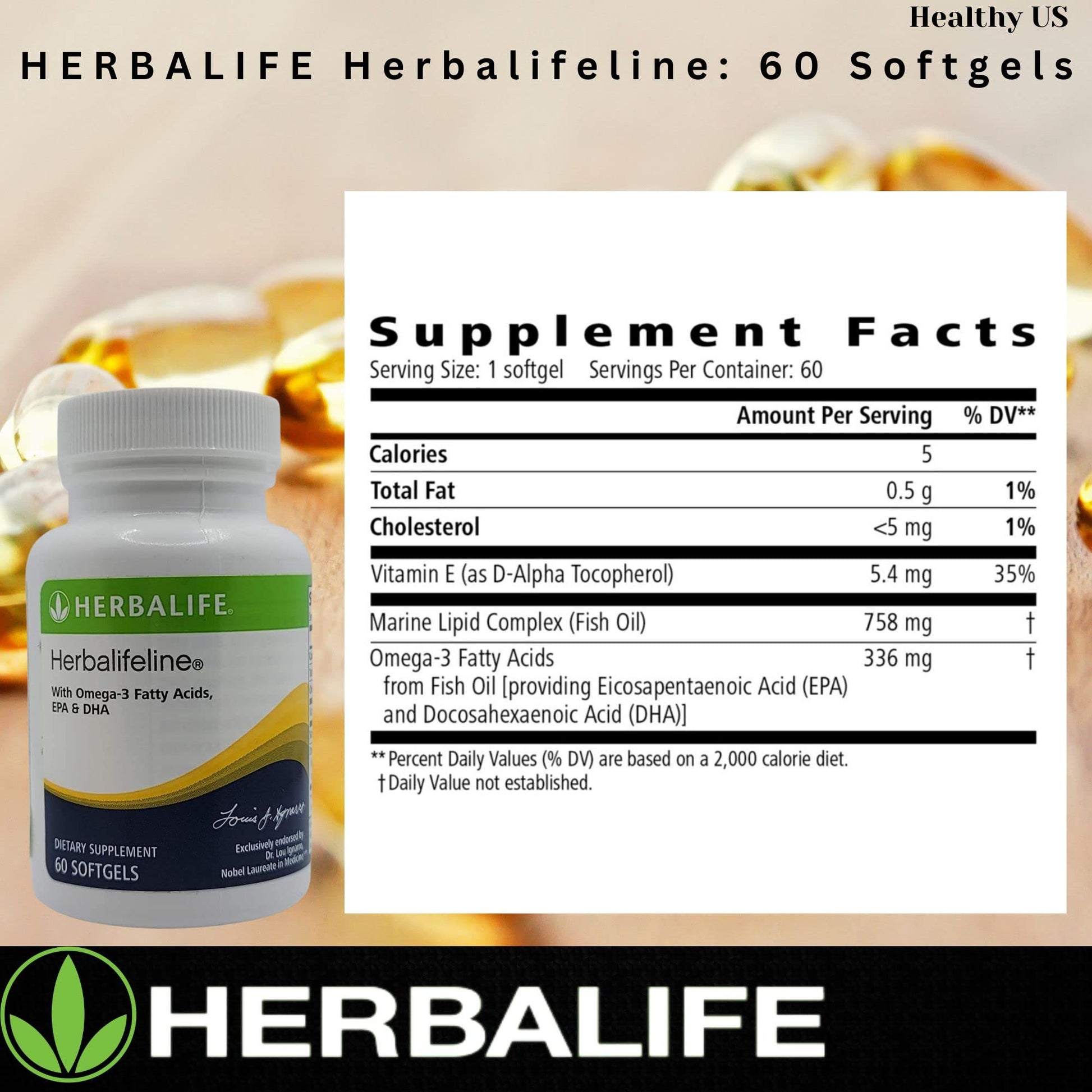 Herbalife Herbalifeline: 60 Softgels with Vitamin E, Marine Lipid Complex, Omega-3 Fatty Herbalife uk supplements