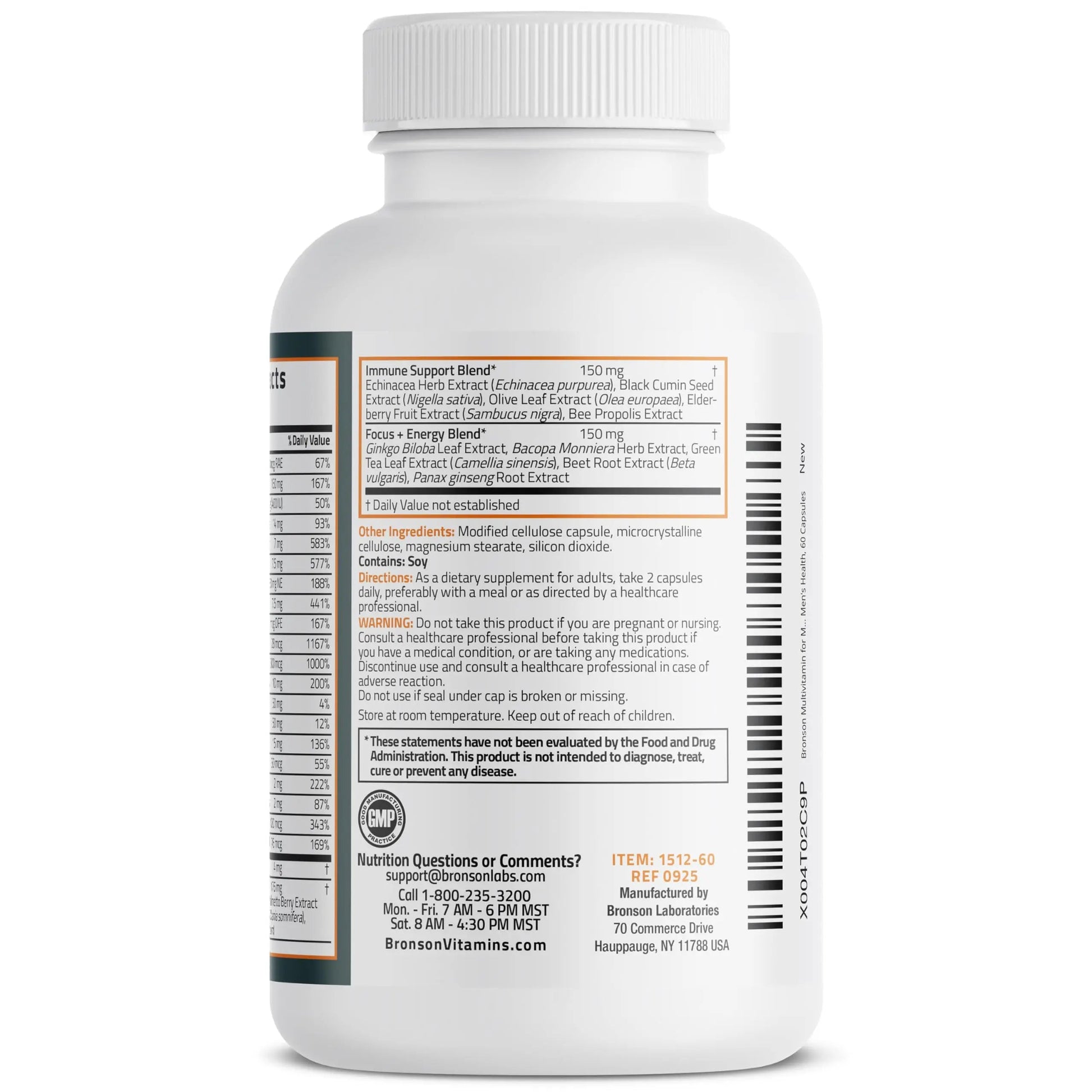 Bronson Multivitamin for Men All-in-One Daily Coverage Formula Key Vitamins, Minerals & Herbs to Support Men's Health, 60 Capsules Bronson uk supplements