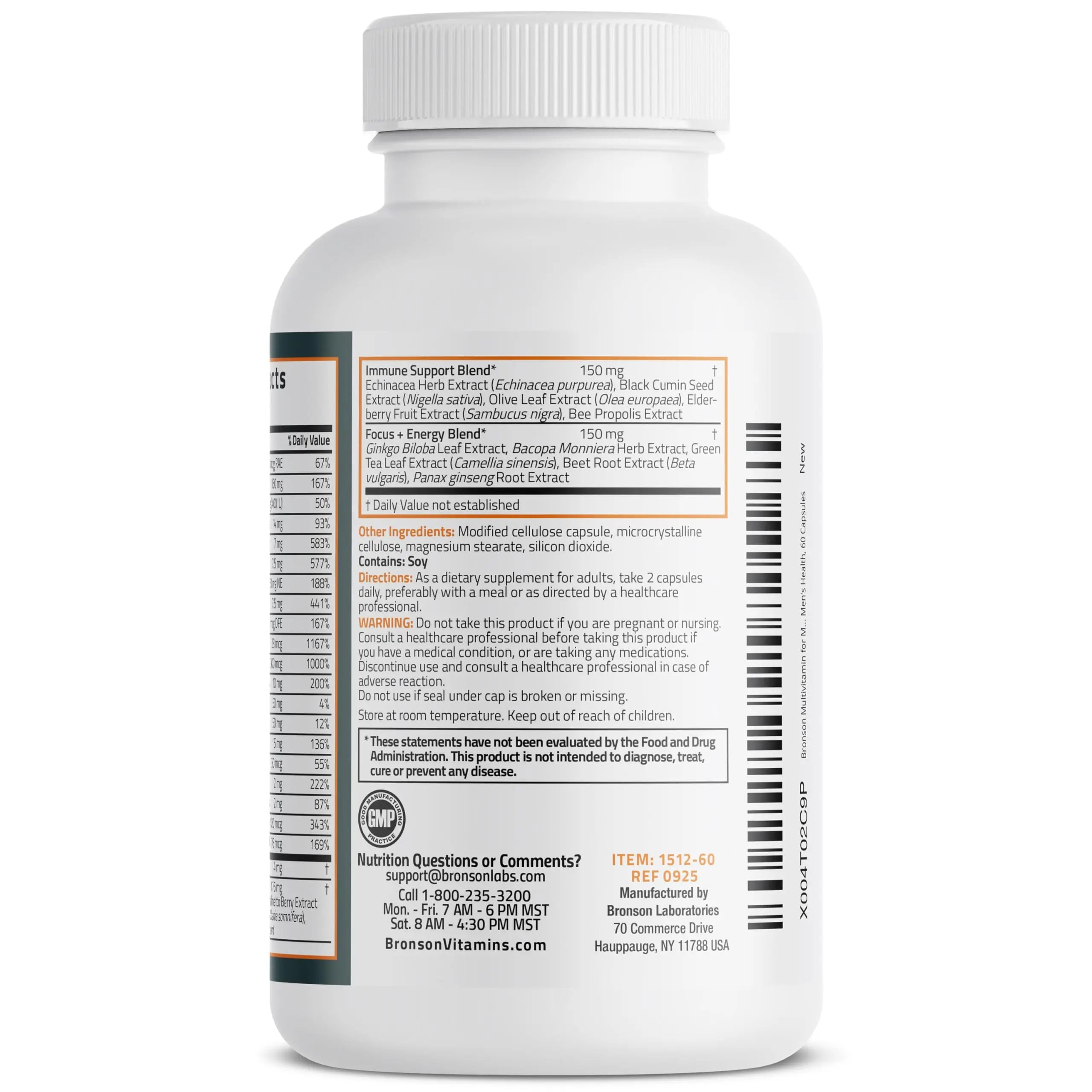 Bronson Multivitamin for Men All-in-One Daily Coverage Formula Key Vitamins, Minerals & Herbs to Support Men's Health, 60 Capsules Bronson uk supplements