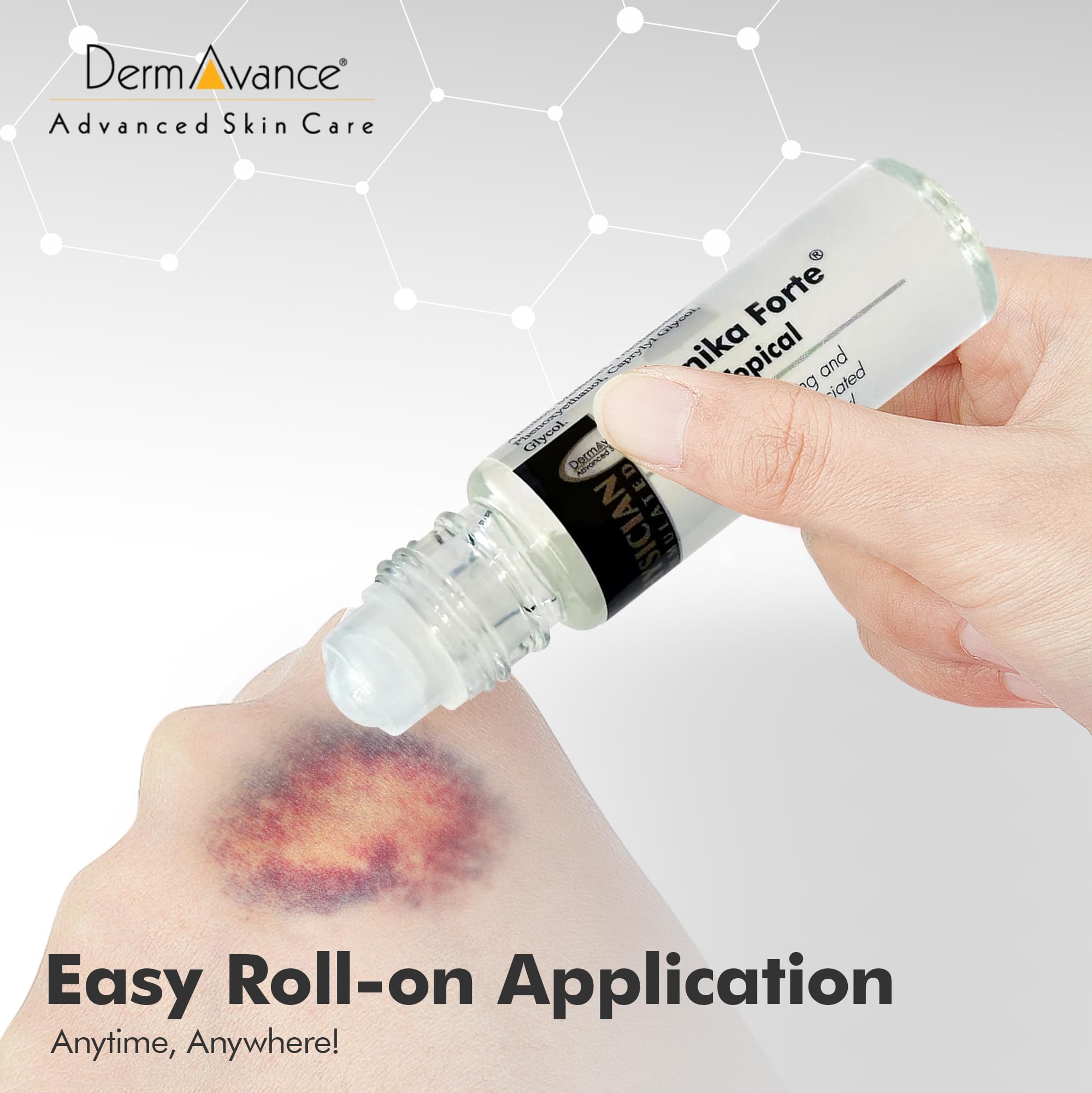 DermAvance Arnika Forte Topical Roll-On, Arnica Gel for Bruising and Swelling After Surgery, Easy-to-Use Arnica Gel Topical for Post-Surgical Care and Sports Injuries, Clear, 10 ml DermAvance uk supplements