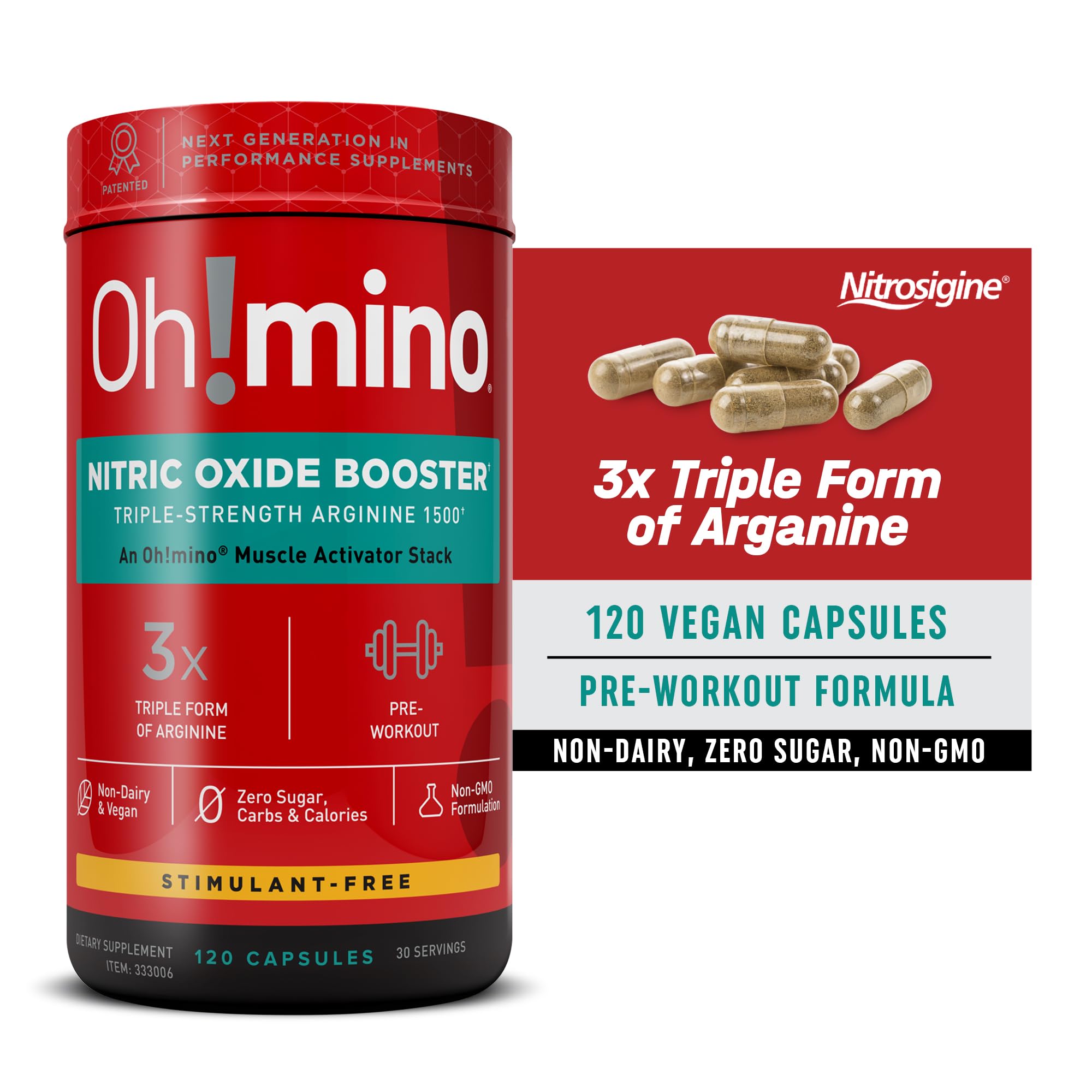 Oh!mino Nitric Oxide Supplement Activator Booster, Triple Strength L-Arginine for Energy Oh!mino uk supplements