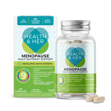 Health & Her Menopause Supplements for Women - Multi-Nutrient Support, Menopause Vitamins for Energy, Bones, Muscles, Skin & Hair, Vegan, Gluten-Free, Non GMO (60ct - 1 Month) Health and Her uk supplements