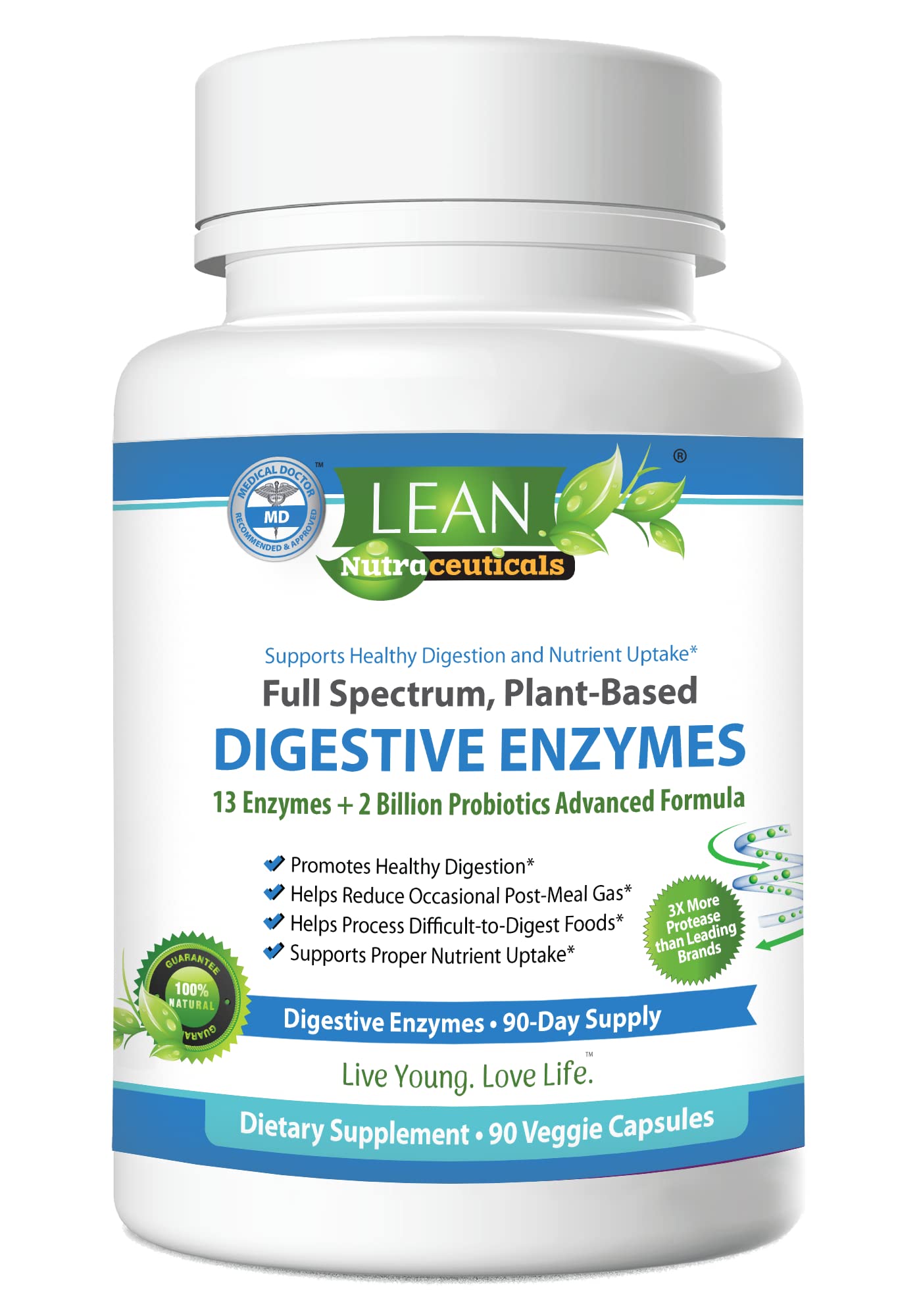 Digestive Enzymes with Probiotics, 90 Day Gut Health Supplement, 90 Cap LEAN Nutraceuticals uk supplements
