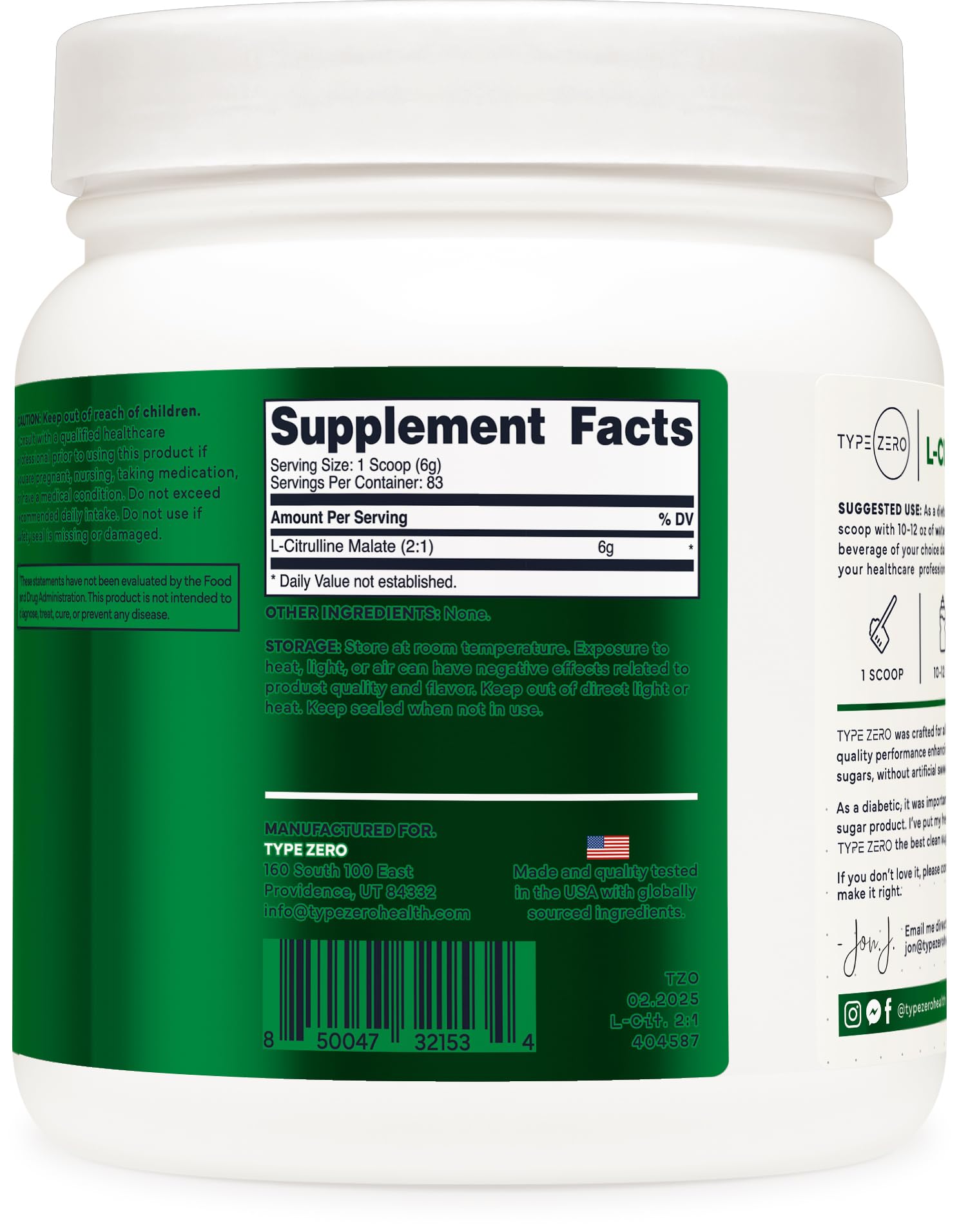 Type Zero Clean L-Citrulline Malate 2:1 Powder Drink Mix (500g, Unflavored) (83 Servings) - Keto Friendly, Gluten Free, Non-GMO Type Zero uk supplements