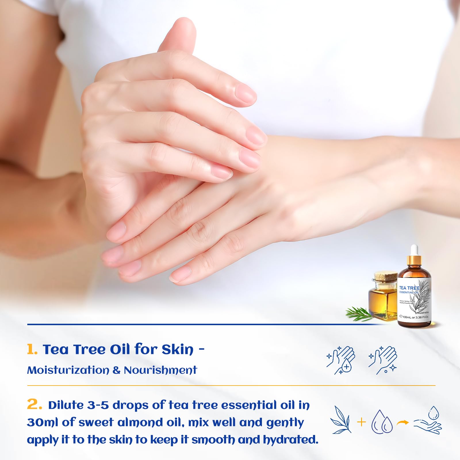 HIQILI Tea Tree Essential Oil (100 ML), 100% Pure for Toenail Fungus, Hair Damage HIQILI uk supplements