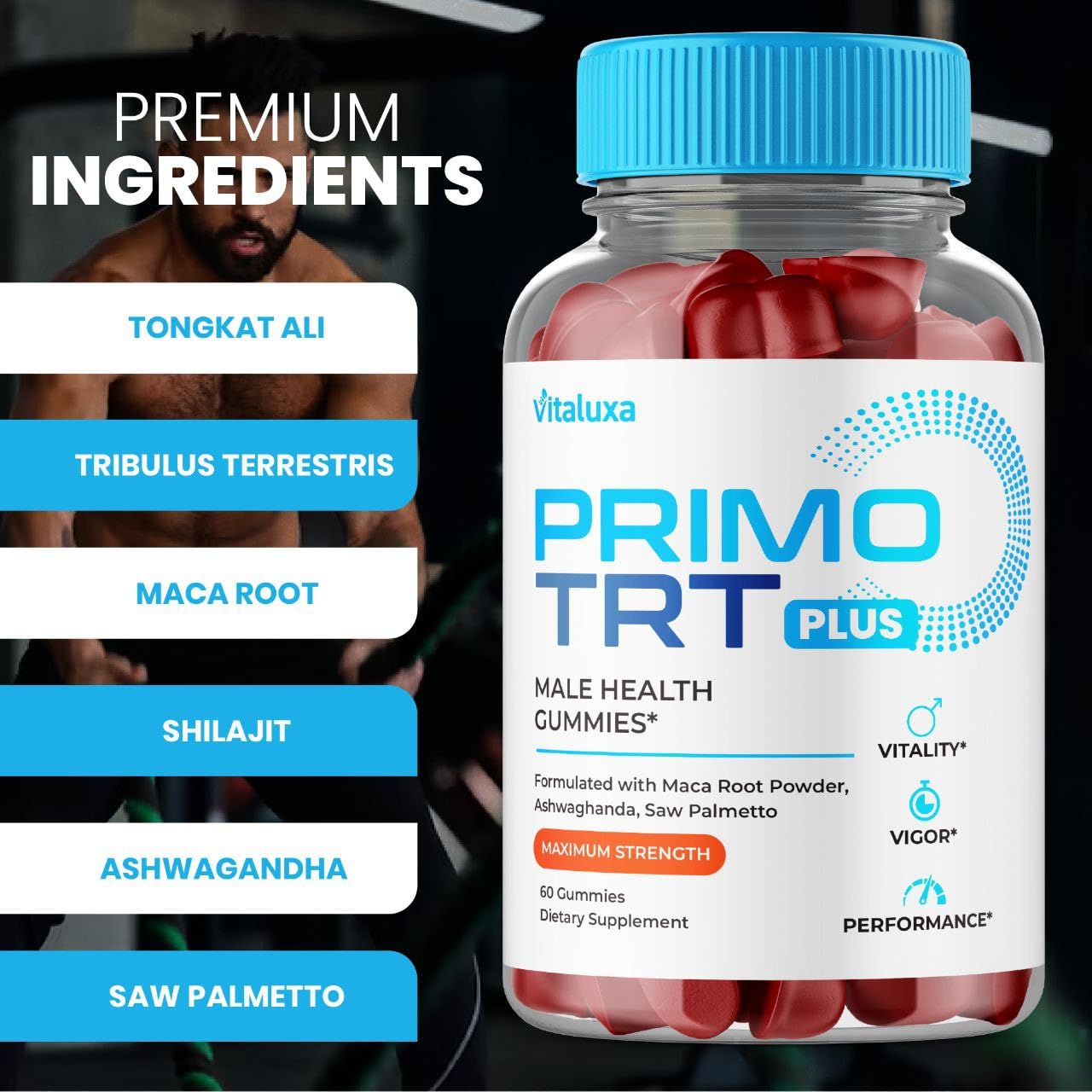 (2 Pack) Primo TRT Gummies, Primo TRT Advanced Performance Blend Supplement, PrimoTRT Try Prime Gomitas Maximum Strength for Males Support for Overall Health Wellness All Natural Ingredients (120 Ct) Vitaluxa uk supplements