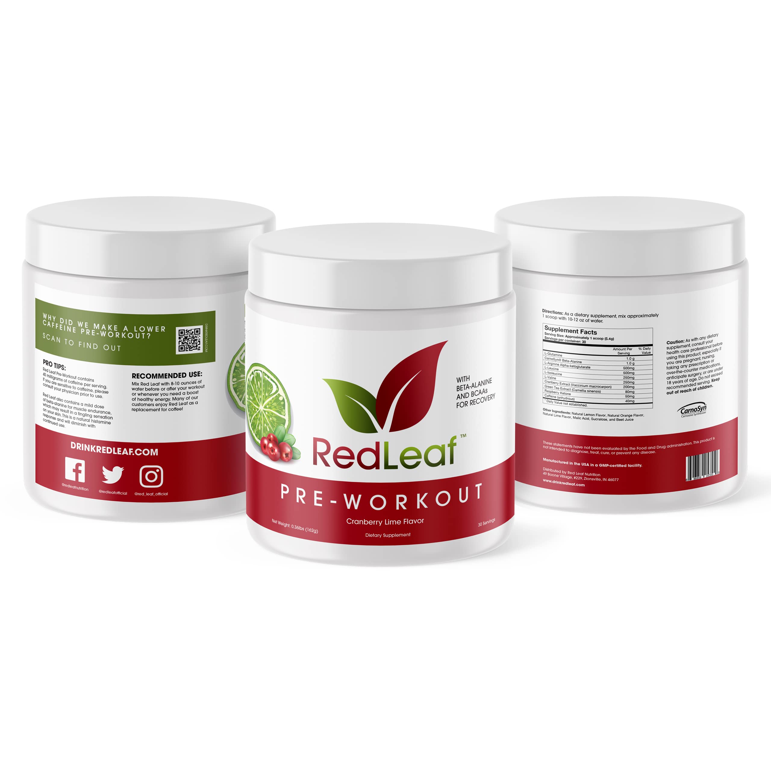 Red Leaf Pre Workout Energizer Powder, BCAA's, Beta-Alanine, Amino Acids and Green Tea Red Leaf uk supplements