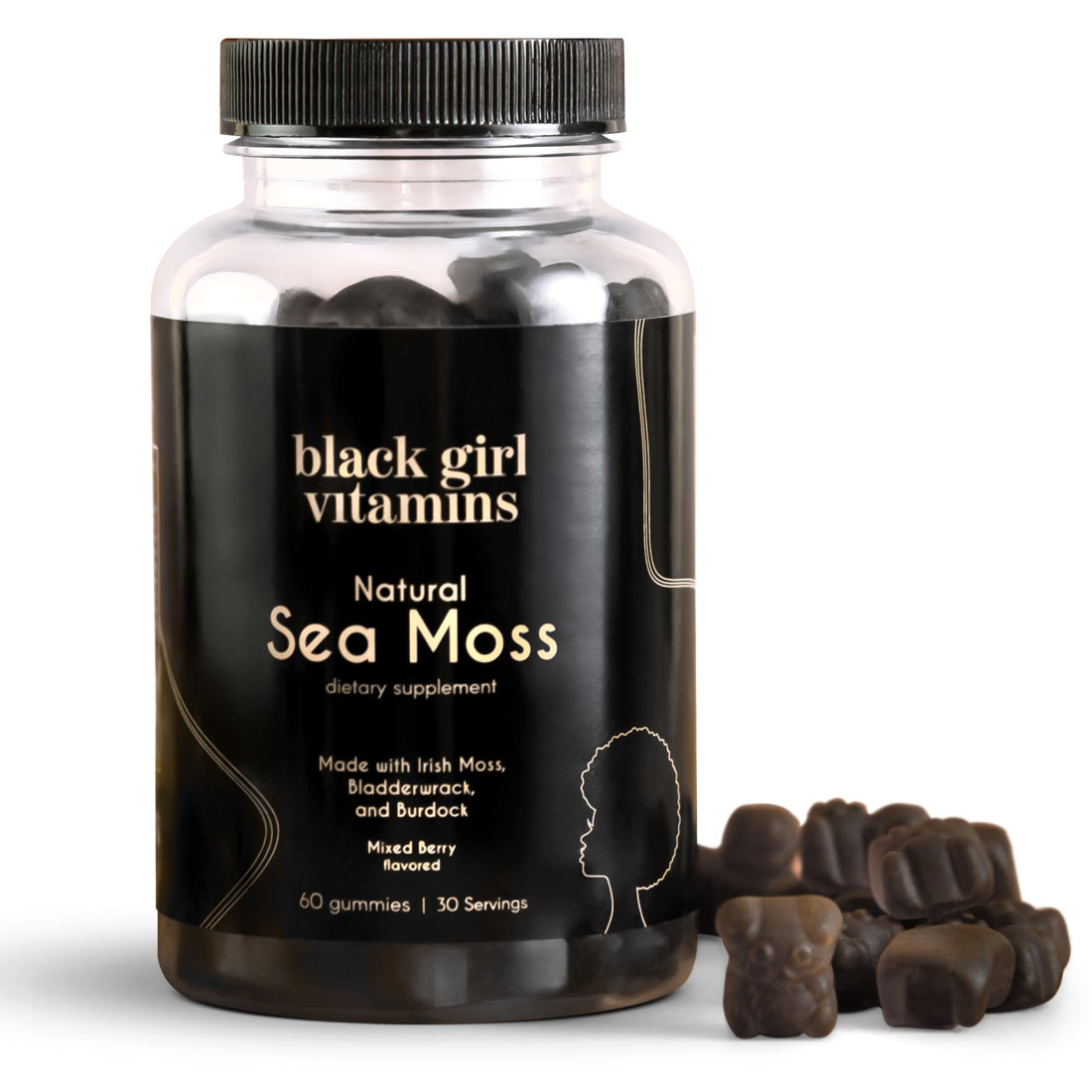 Black Girl Vitamins - Irish Sea Moss Gummies - SeaMoss + Bladderwrack & Burdock - 92 Minerals for Thyroid, Metabolism, and Immunity - Vegan, Gluten-Free, Halal (Mixed Berry, 30 Day Supply) Black Girl Vitamins uk supplements