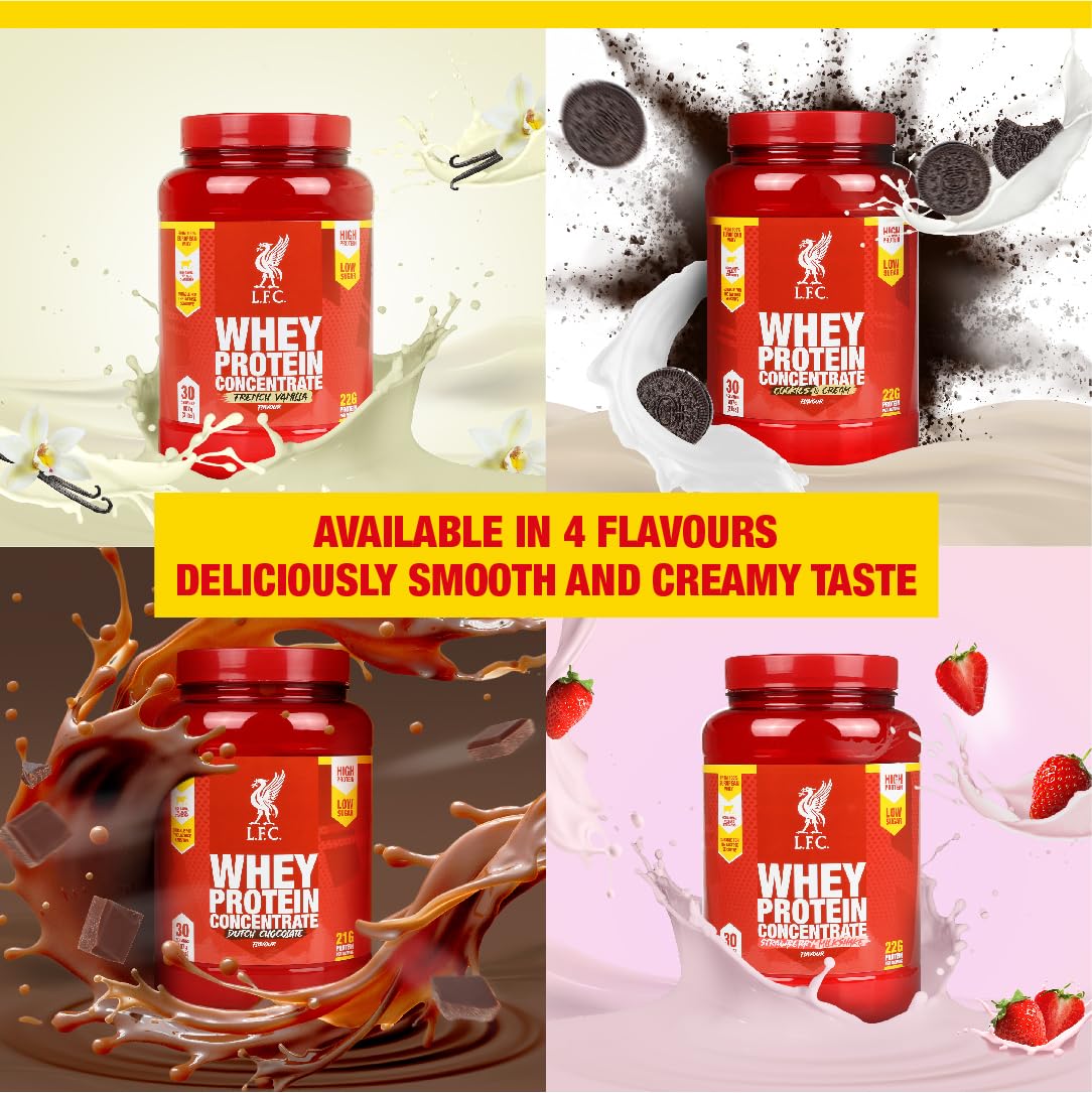 LFC Whey Protein Powder Strawberry Flavour 908g 15.5g Naturally-Occurring BCAAs 21g Protein Vector Consumer uk supplements