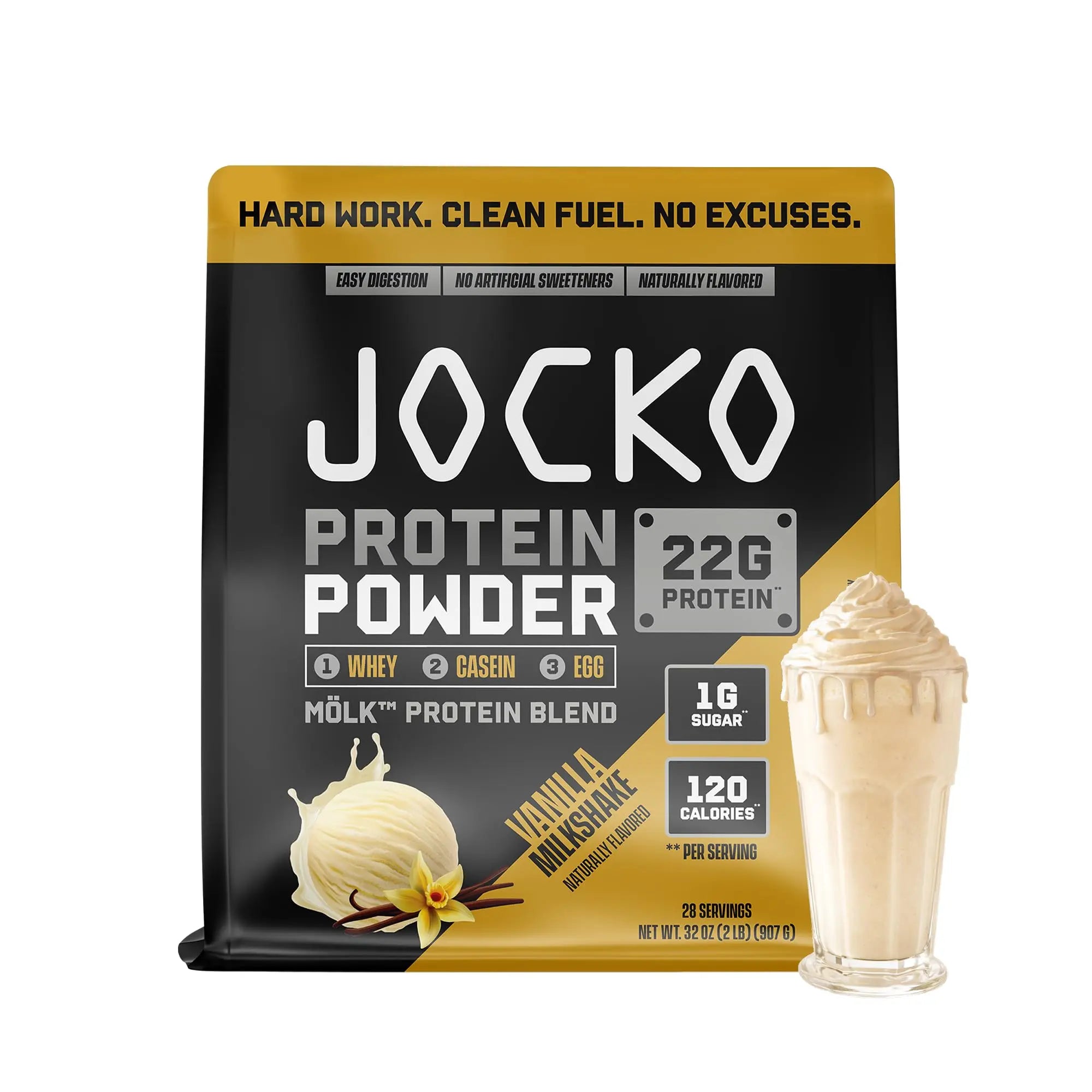 Jocko Fuel Whey Protein Powder, Vanilla Milkshake, 22g Protein, Digestive Enzymes + Probiotic Blend, No Sugar Added, with Essential Amino Acids + Electrolyte Minerals, 28 Servings Jocko Fuel uk supplements